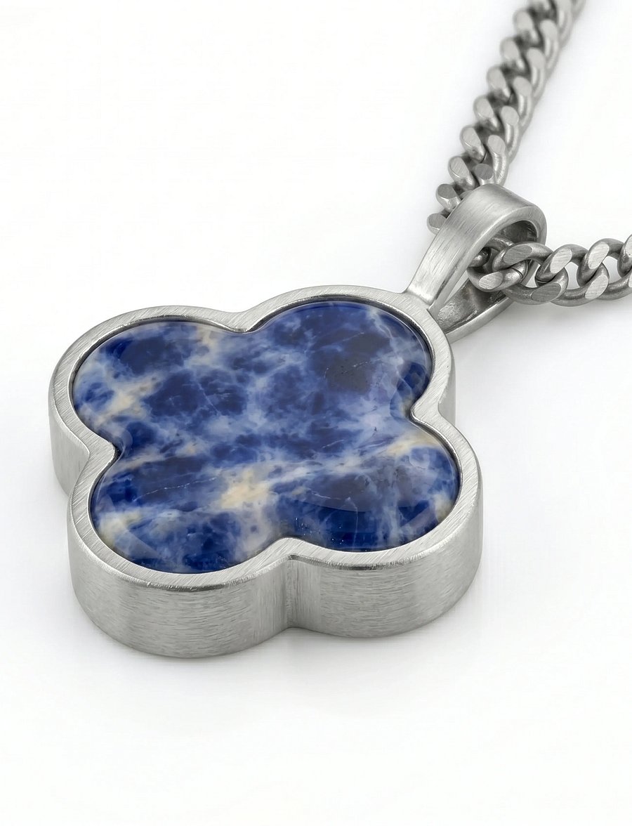 Steel & Barnett - Clover Necklace - halsband - silver blue - 3