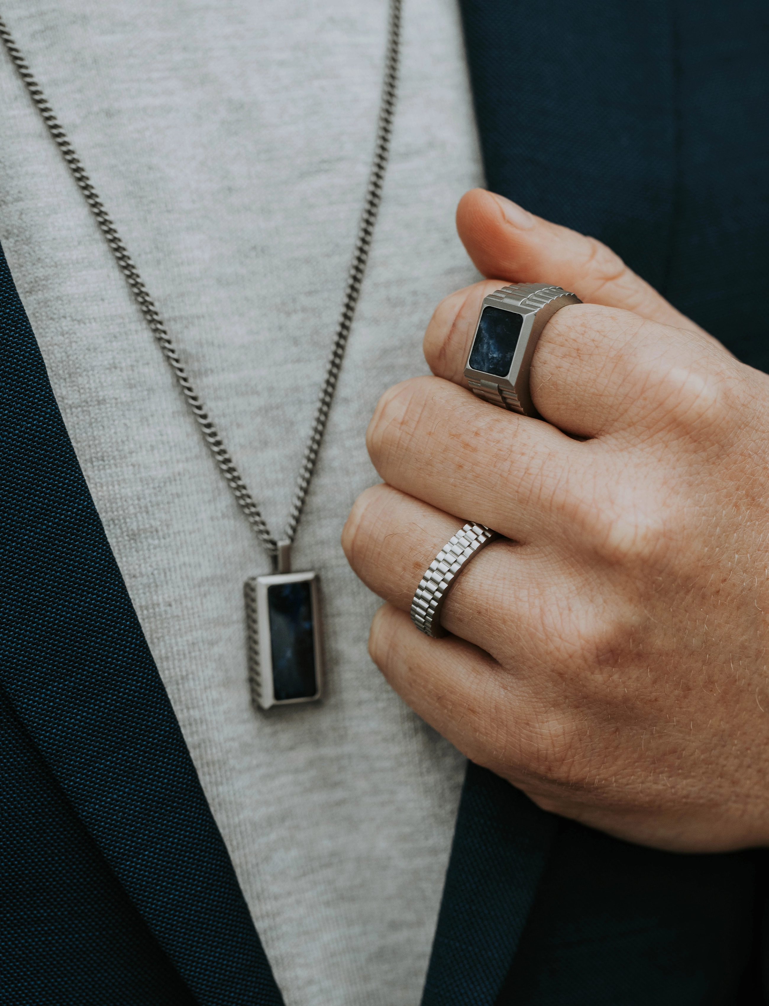 Steel & Barnett Hudson Ring, 59.5, Jewellery, Silber - Rings, Männerswear