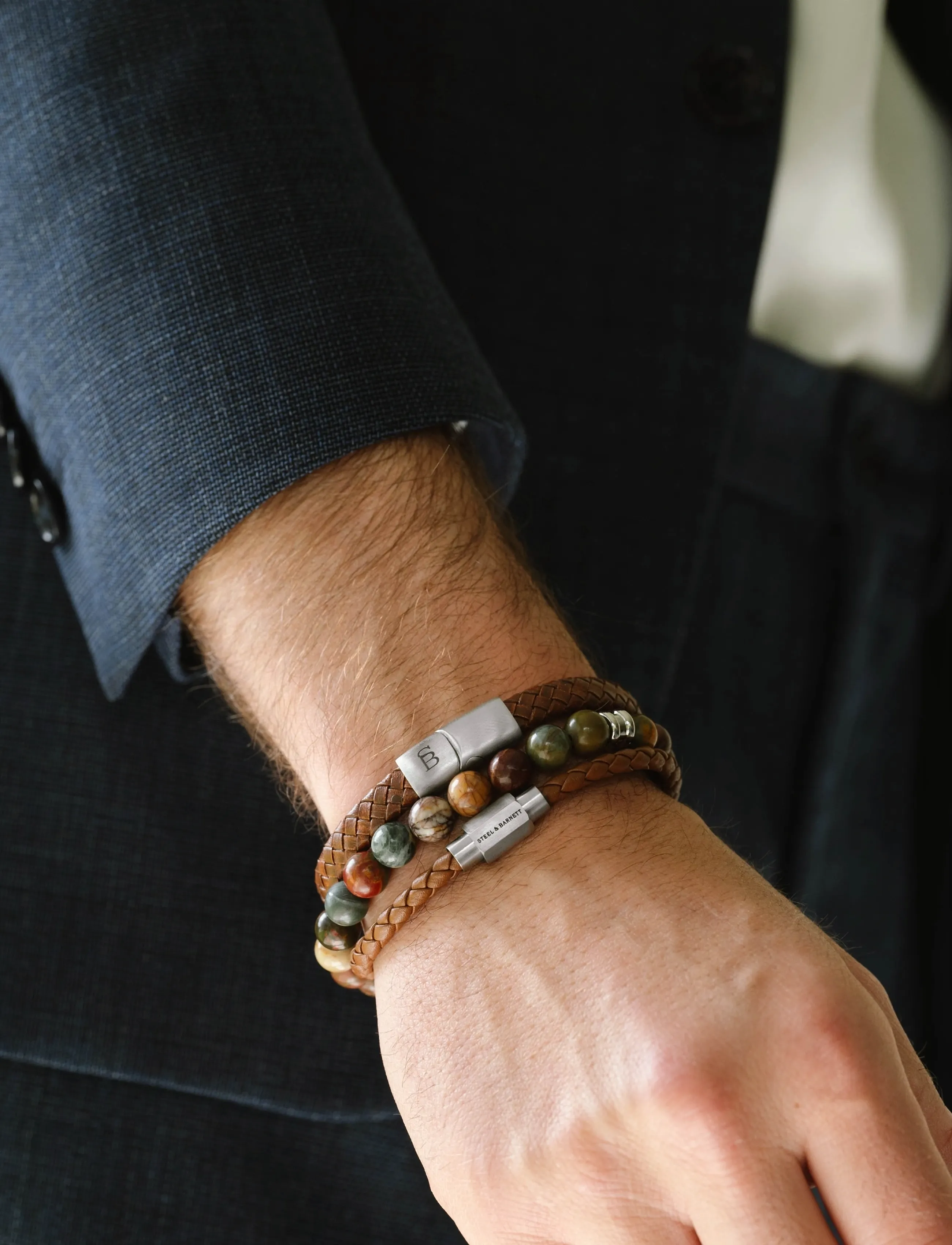 Steel & Barnett Essentials, L 22 - 23 cm, Brown, Smykker > Armbånd, Herre