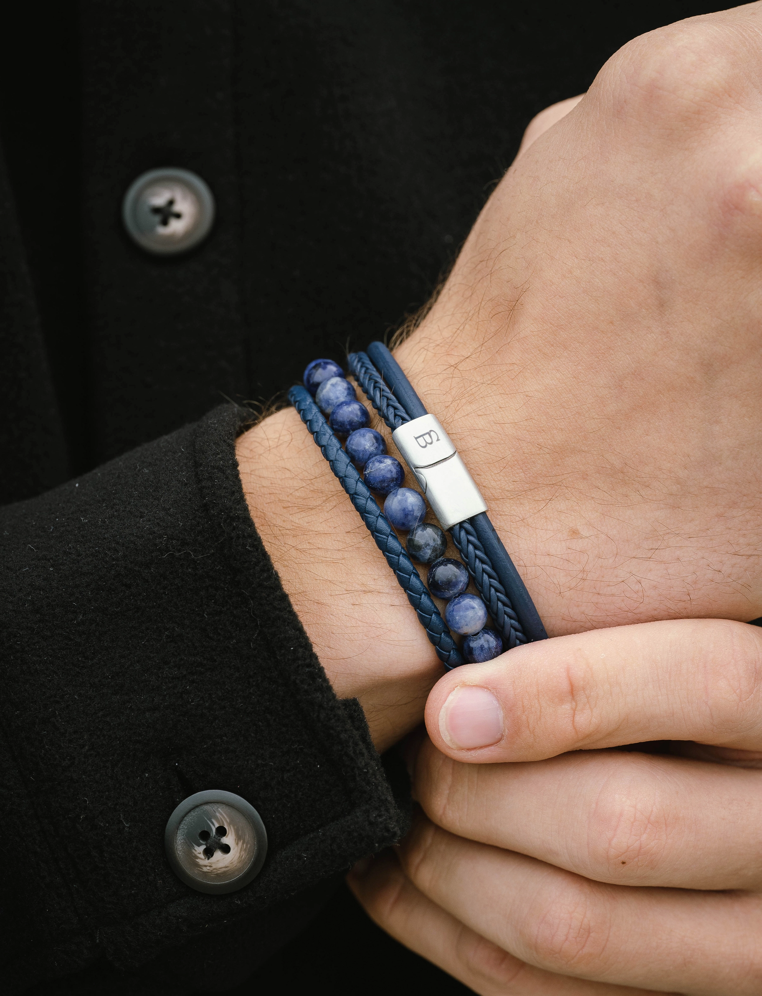 Steel & Barnett Essentials, M 22 - 21 cm, Jewellery, Blau Bracelets, Männerswear