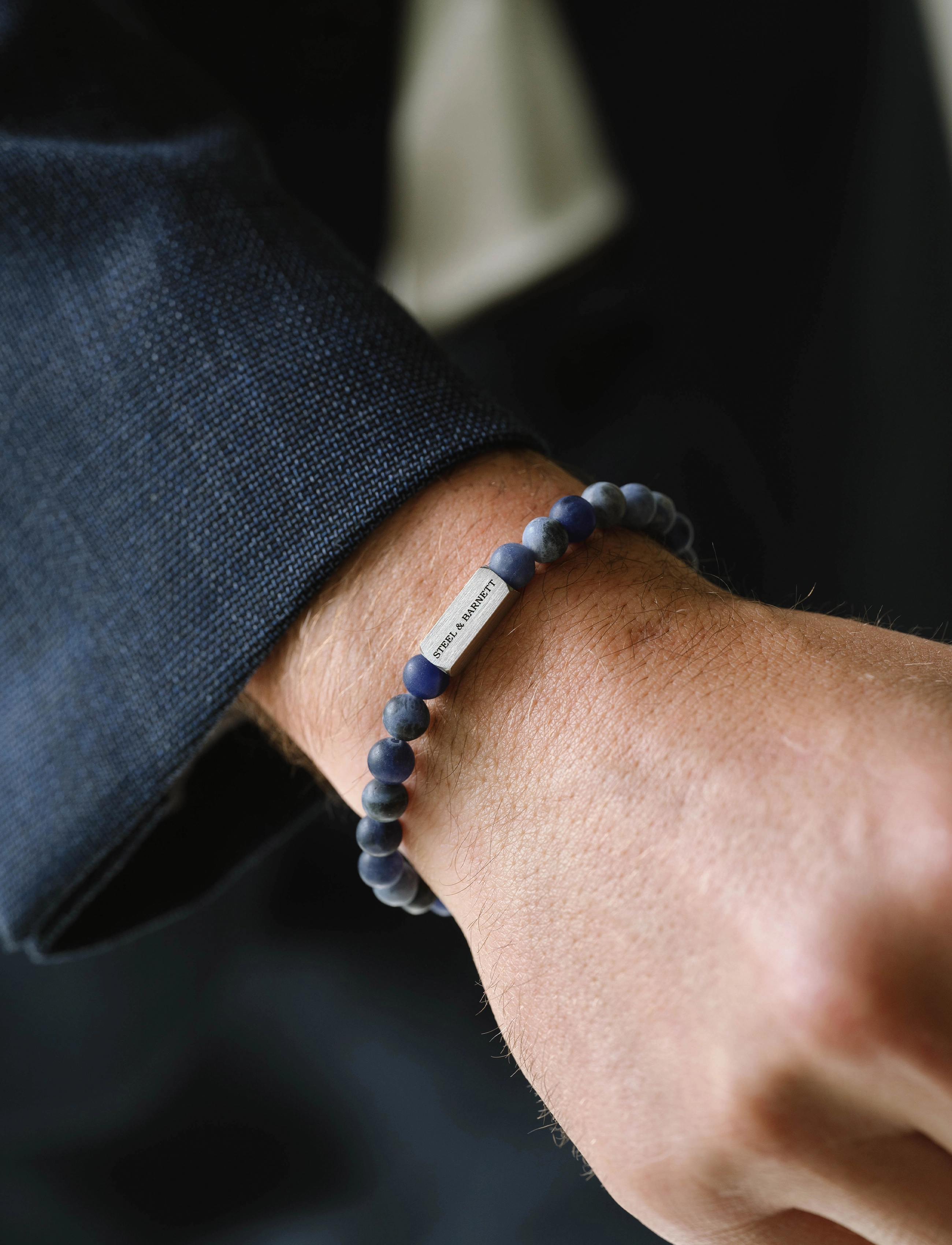 Steel & Barnett Natural Ned, M 20 - 21 cm, Jewellery, Marineblau Bracelets, Männerswear