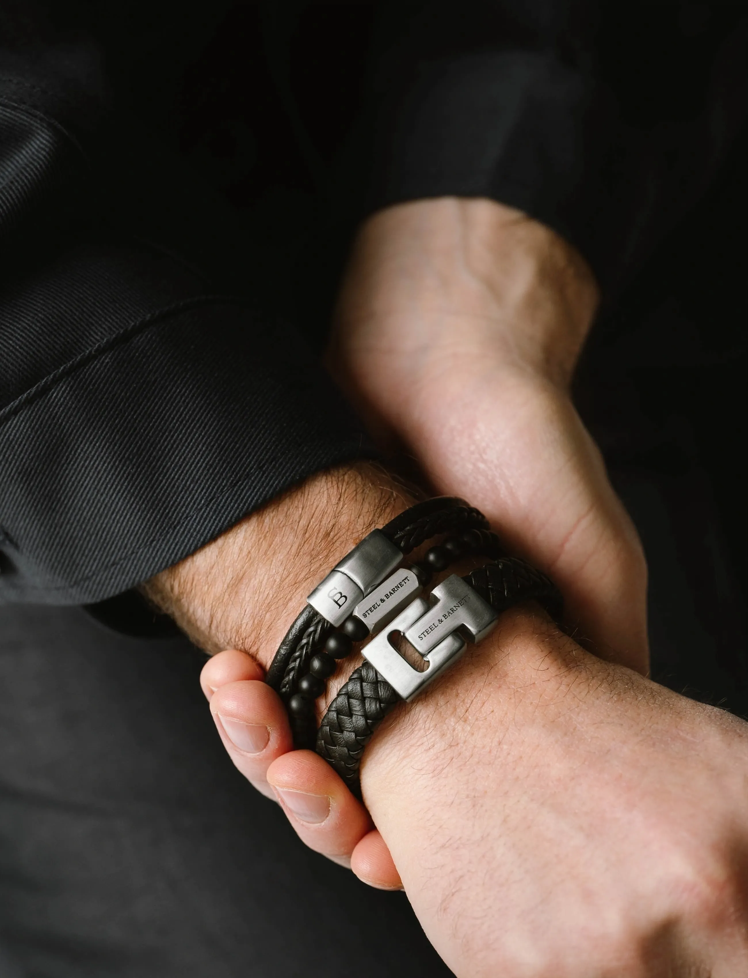 Steel & Barnett Gift Series Bestseller, L 22 - 23 cm, Jewellery, Schwarz Bracelets, Männerswear