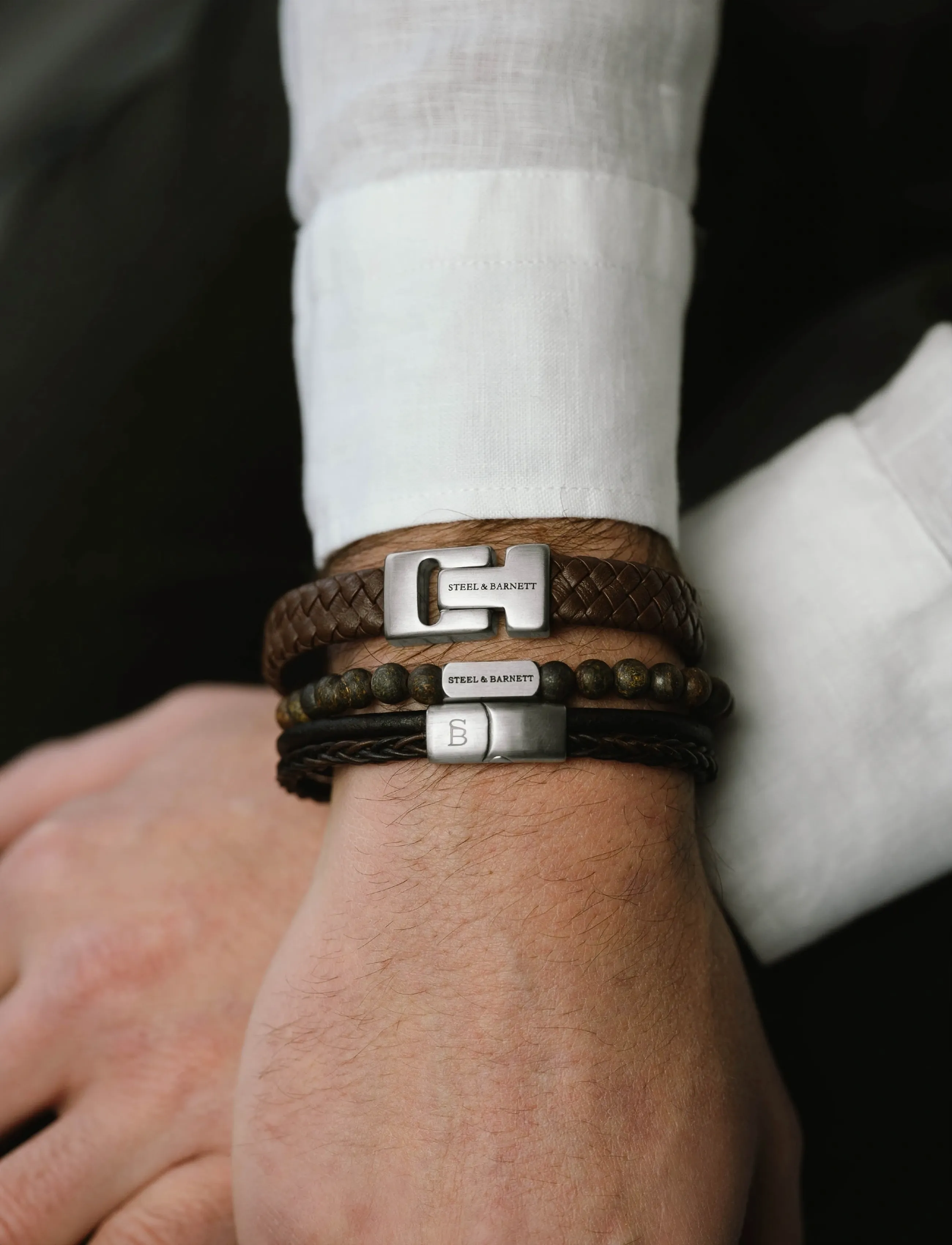 Steel & Barnett Gift Series - Bestseller, L 22 - 23 cm, Brown, Smykker > Armbånd, Herre