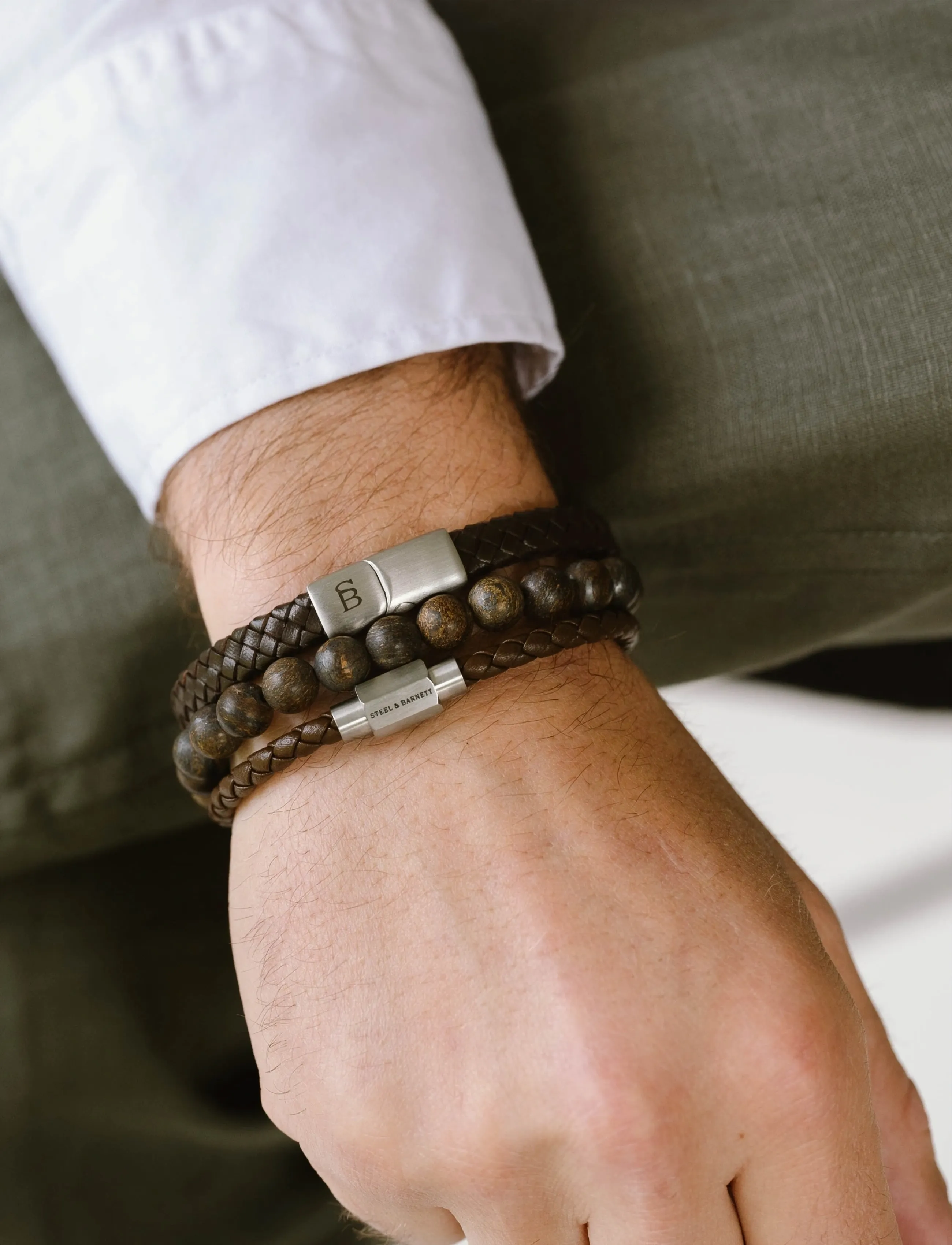 Steel & Barnett Gift Series - Bestseller, L 22 - 23 cm, Brown, Smykker > Armbånd, Herre