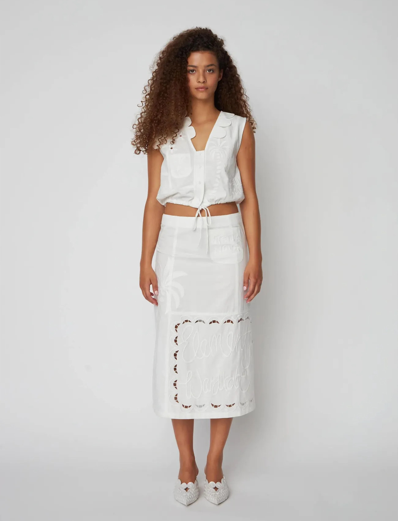 Stella Nova Elements Embroidered Cotton Skirt - White - 32