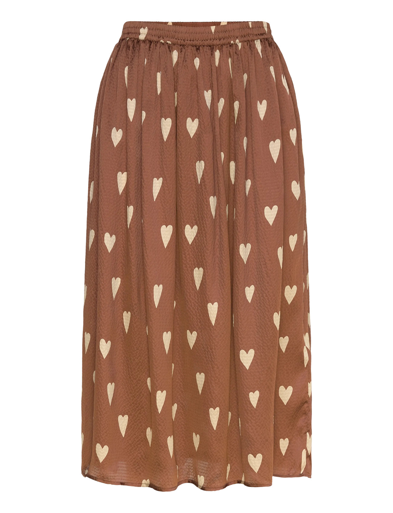 Stella Nova Heart Printed Silk Skirt - Brown - 34