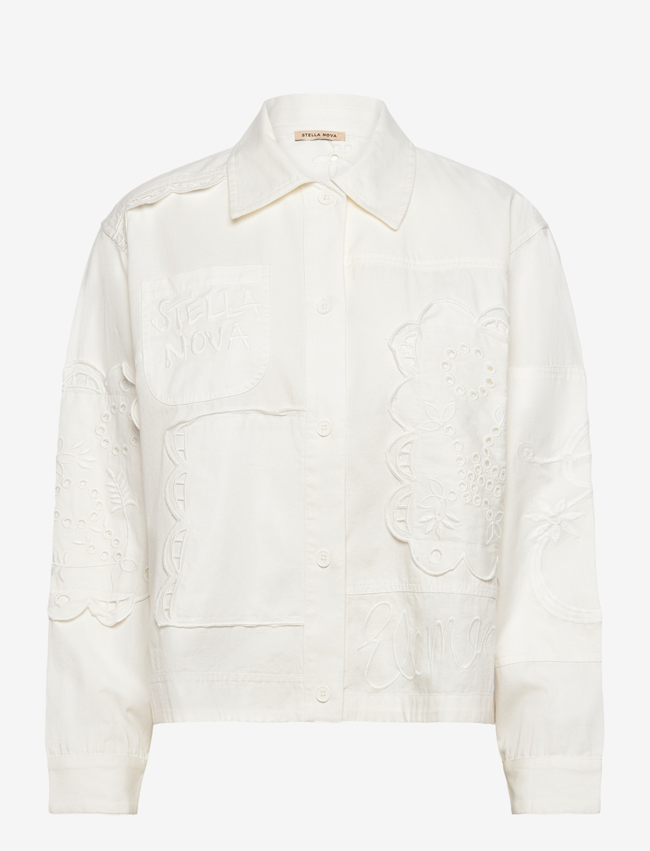 Stella Nova - Elements Embroidered Cotton Shirt - langærmede skjorter - white - 1
