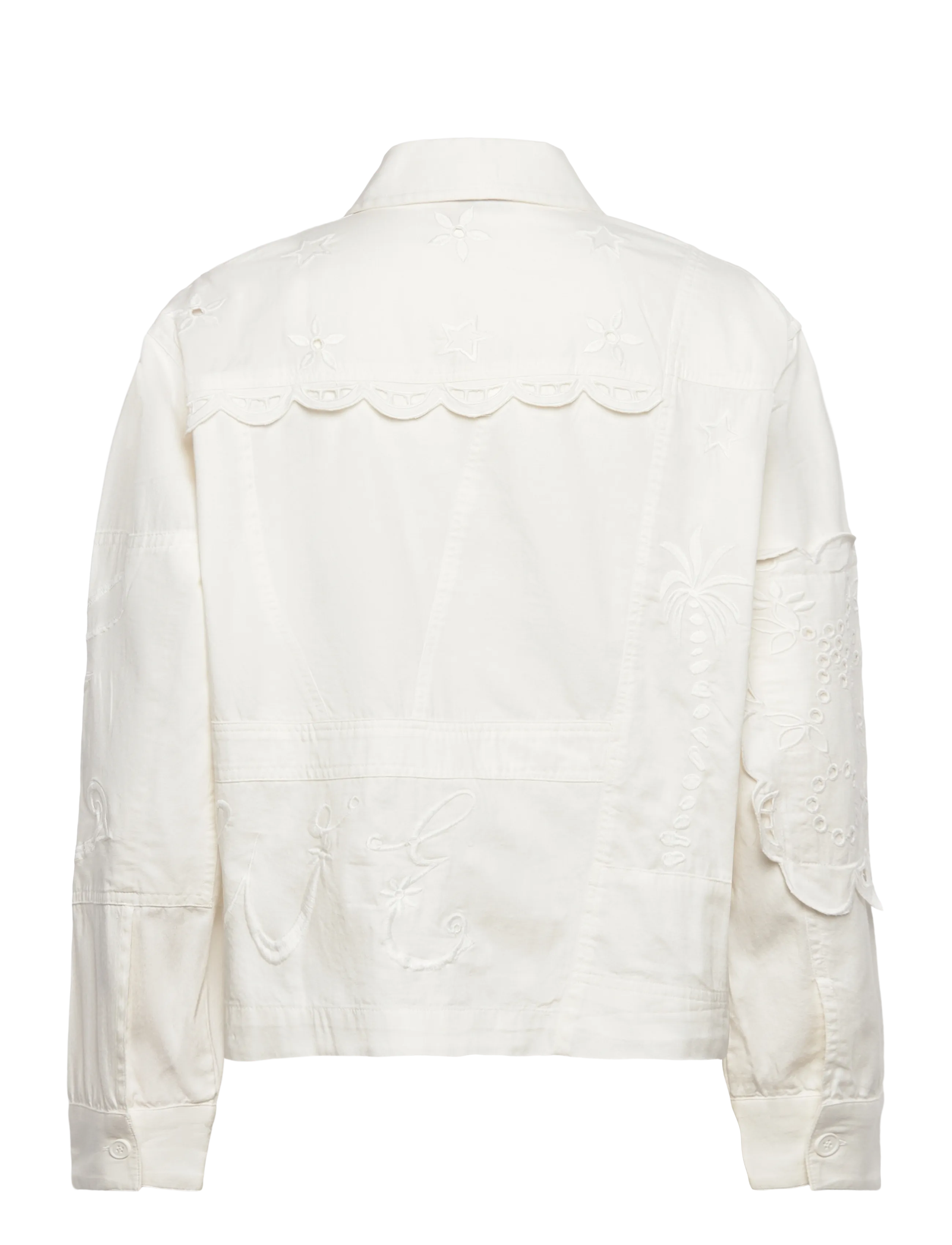 Stella Nova - Elements Embroidered Cotton Shirt - långärmade skjortor - white - 2
