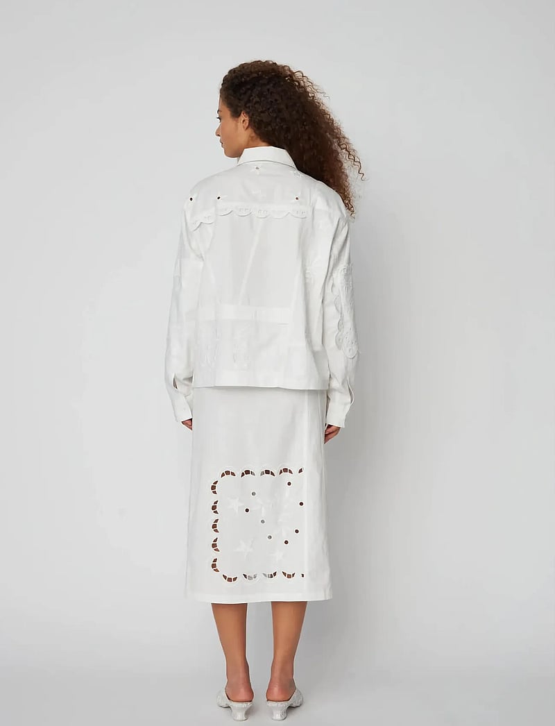 Stella Nova - Elements Embroidered Cotton Shirt - långärmade skjortor - white - 5