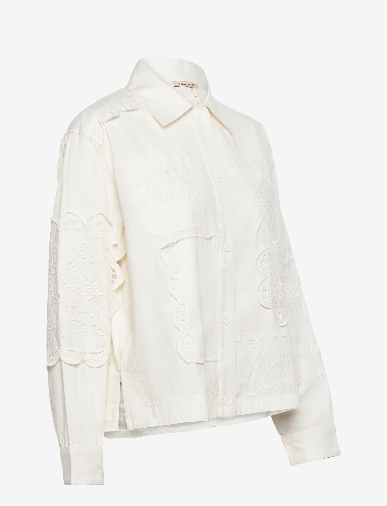 Stella Nova - Elements Embroidered Cotton Shirt - langærmede skjorter - white - 3