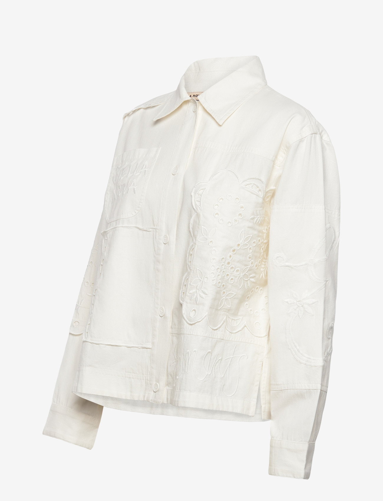 Stella Nova - Elements Embroidered Cotton Shirt - langærmede skjorter - white - 4