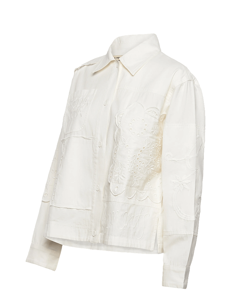 Stella Nova - Elements Embroidered Cotton Shirt - långärmade skjortor - white - 4