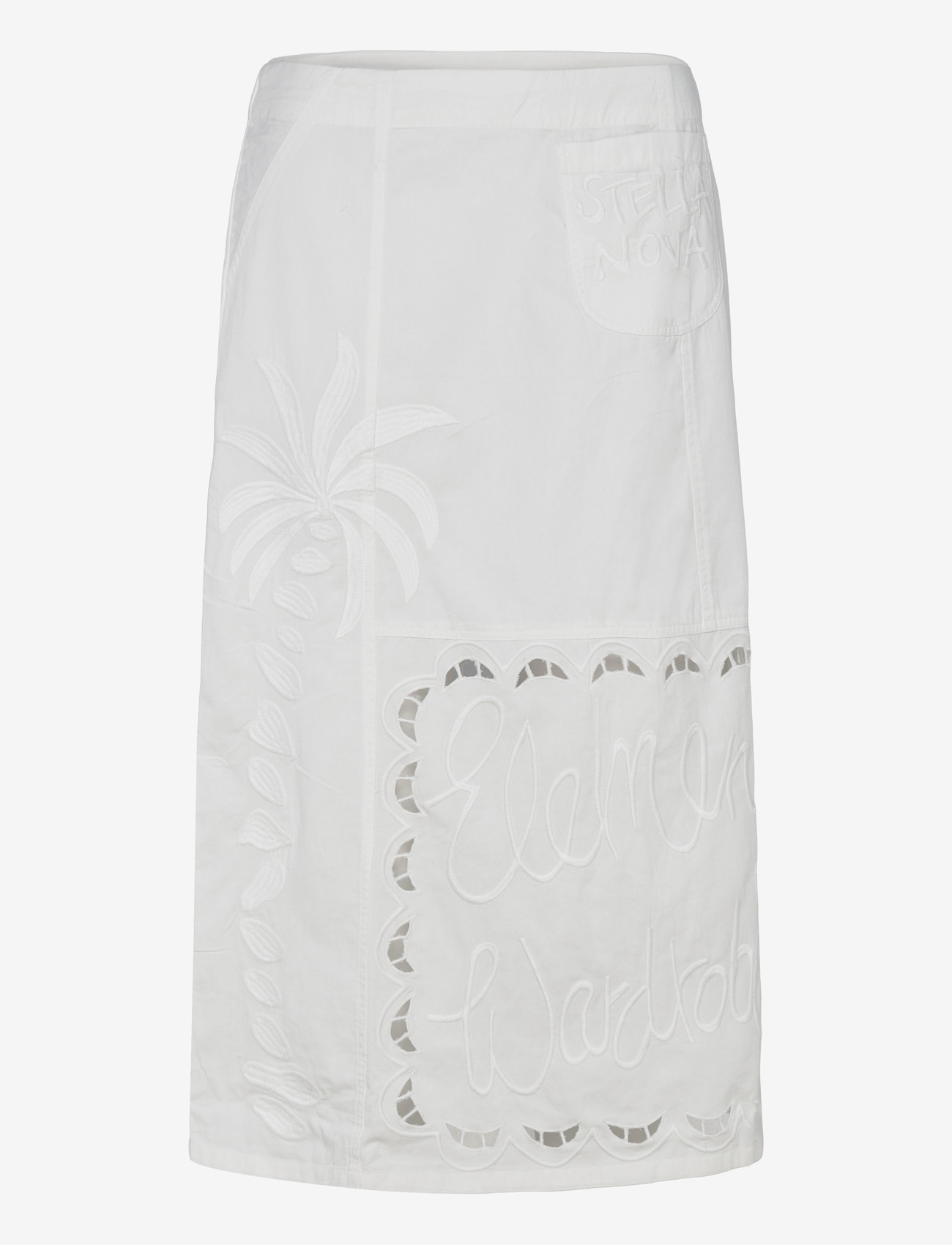 Stella Nova - Elements Embroidered Cotton Skirt - midi skirts - white - 1