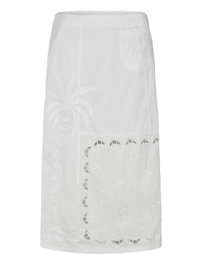 Stella Nova - Elements Embroidered Cotton Skirt - midi skirts - white - 1