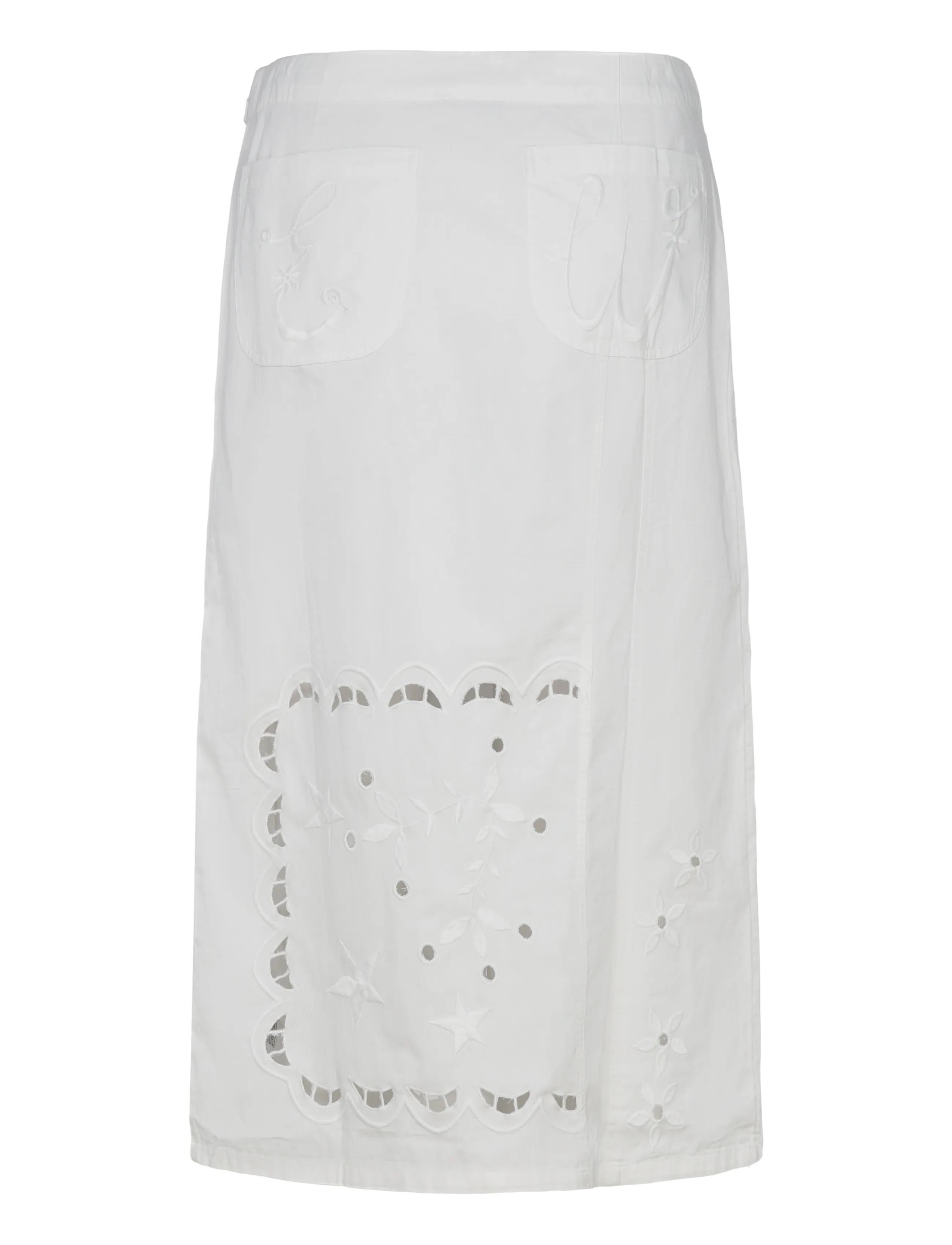 Stella Nova - Elements Embroidered Cotton Skirt - midi nederdele - white - 2