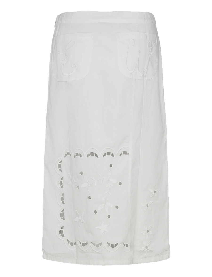 Stella Nova - Elements Embroidered Cotton Skirt - midi nederdele - white - 2