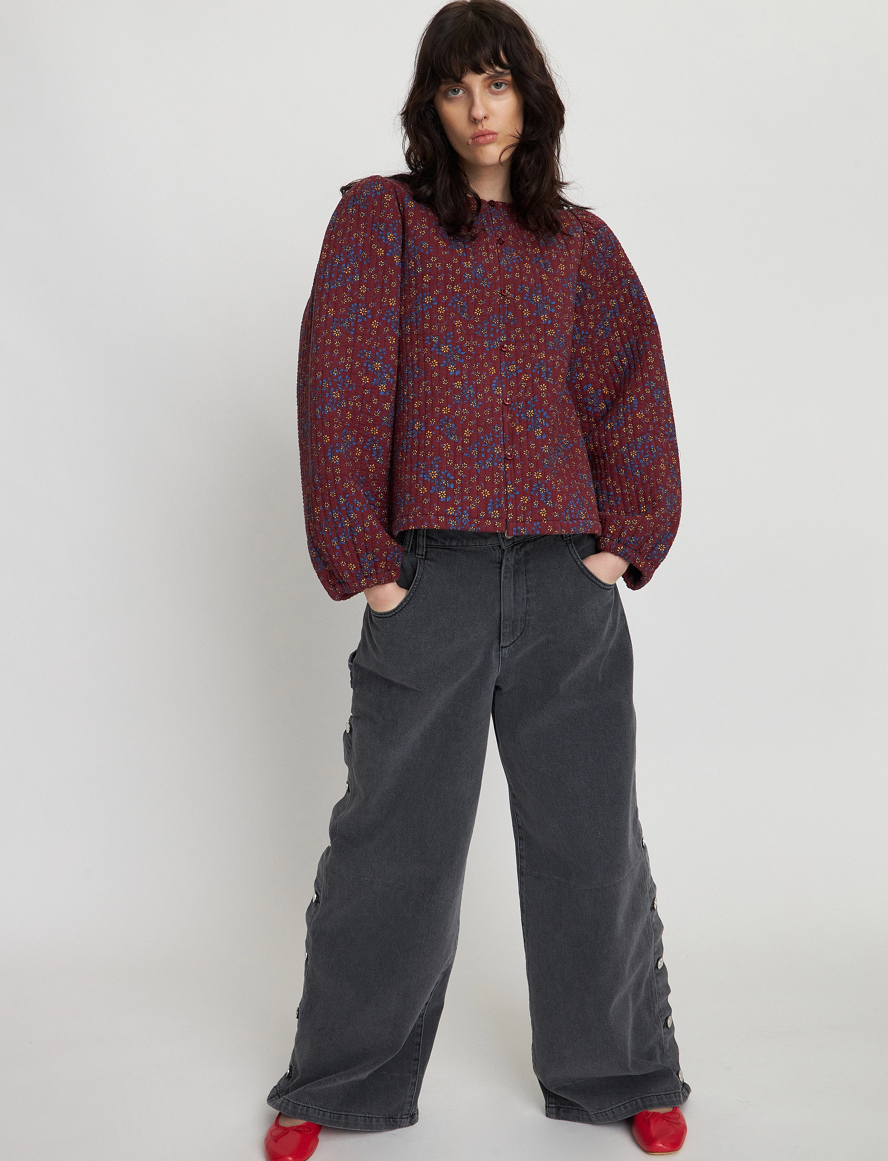 Stella Nova Quilted Flowerprinted Jacket, 36, Burgundy, Jakker > Quiltede Jakker, Dame