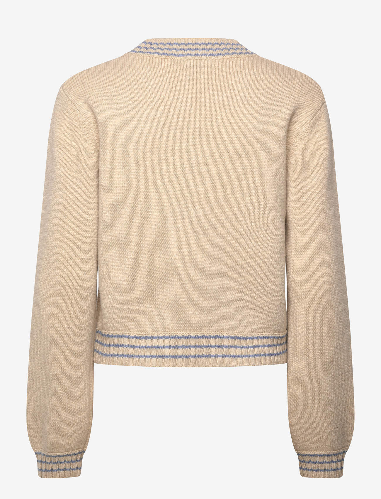 Stella Nova - Wool Sweater with Embroidered Apple - stickade tröjor - soft powder - 1