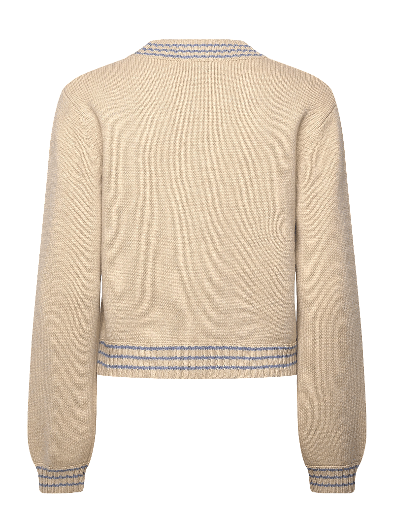 Stella Nova - Wool Sweater with Embroidered Apple - stickade tröjor - soft powder - 1