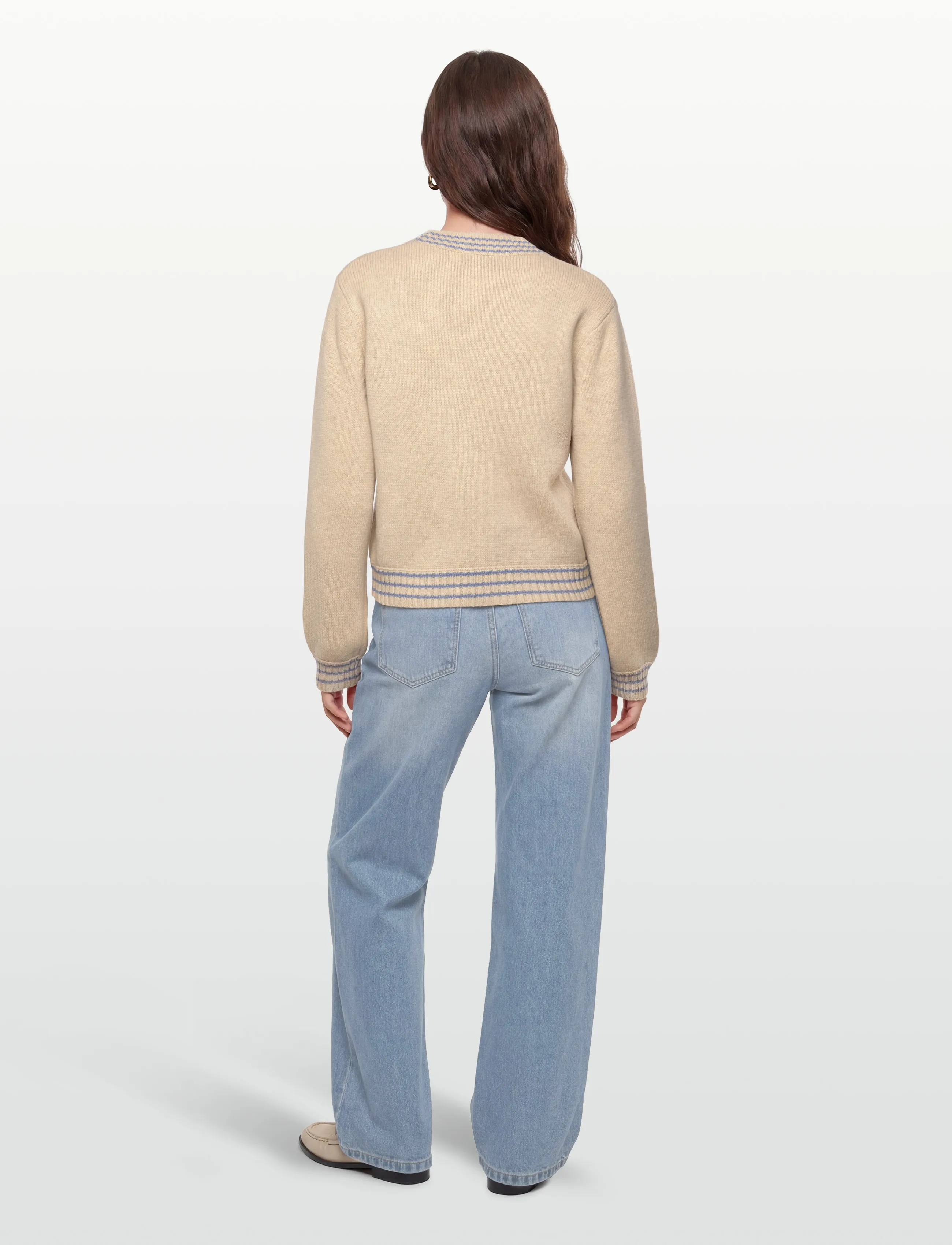 Stella Nova - Wool Sweater with Embroidered Apple - tröjor - soft powder - 4