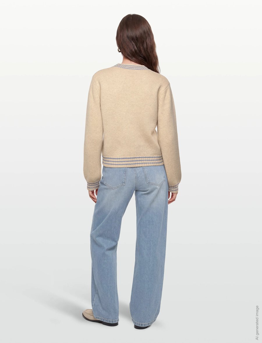 Stella Nova - Wool Sweater with Embroidered Apple - jumpers - soft powder - 4