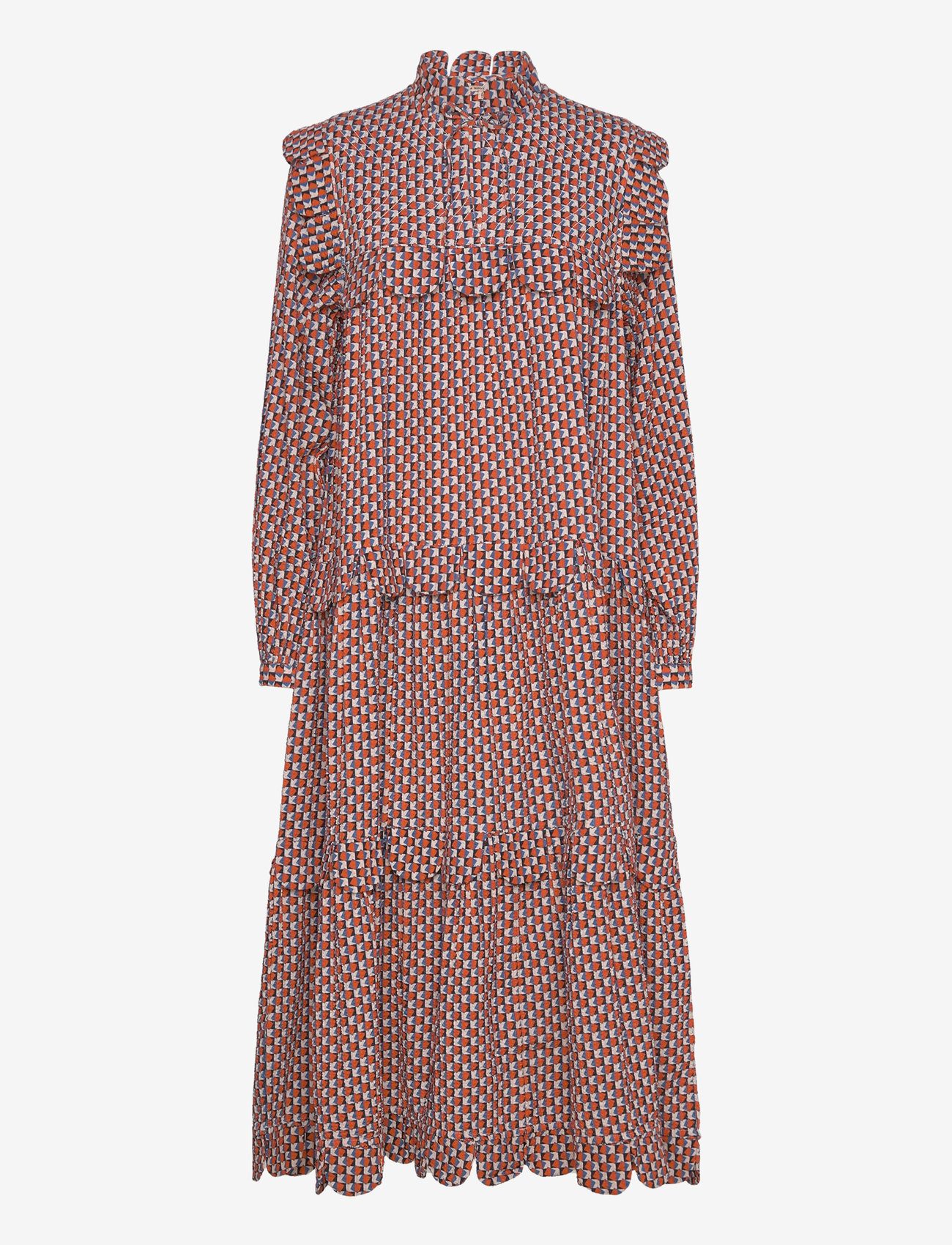 Stella Nova - All over printed midi dress - maxiklänningar - blue red - 0