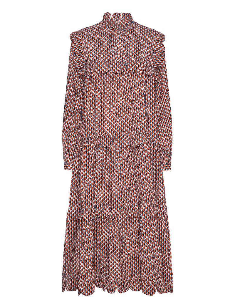 Stella Nova - All over printed midi dress - maxiklänningar - blue red - 0