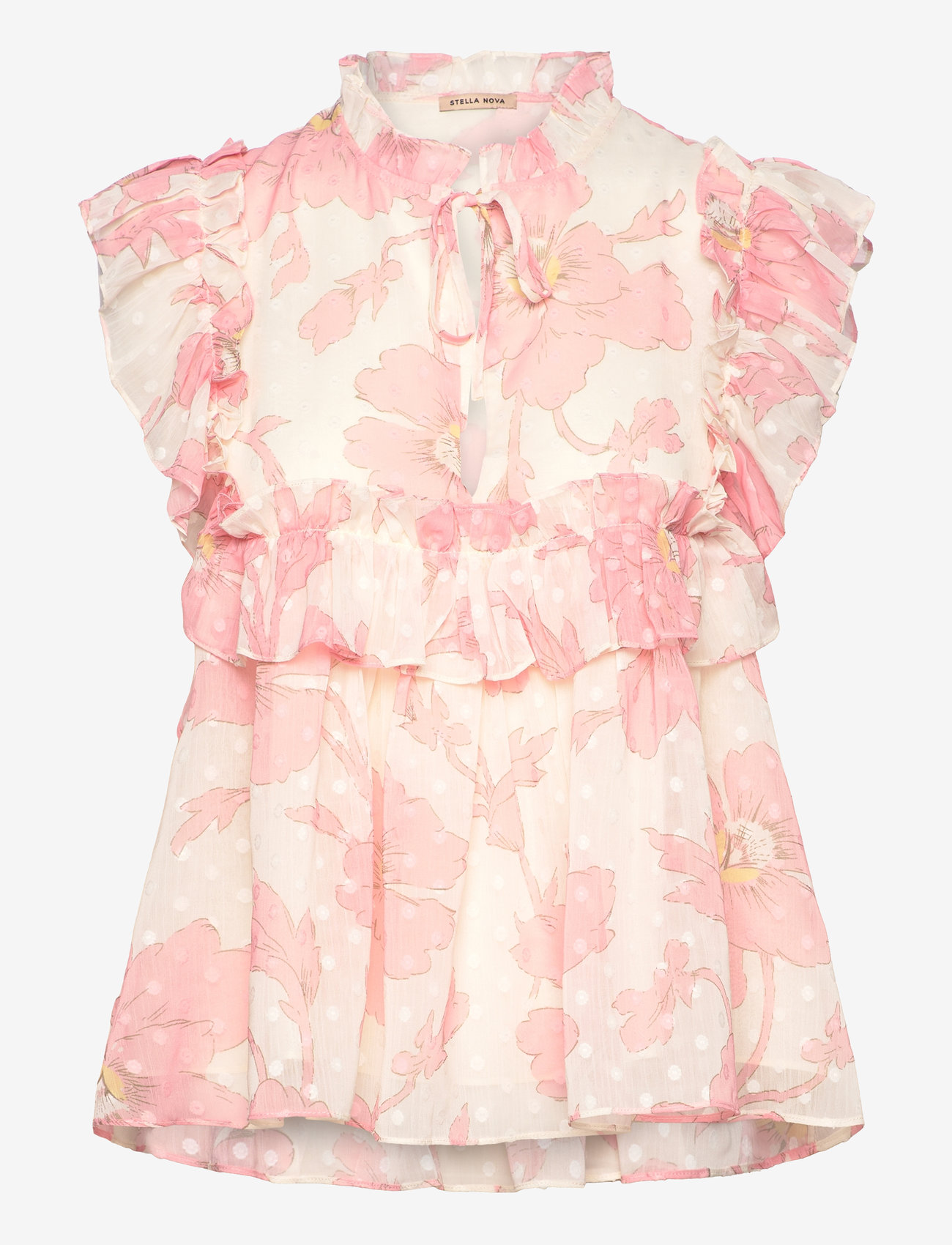 Stella Nova - Flounce chiffon top - kurzämlige blusen - soft pink - 1