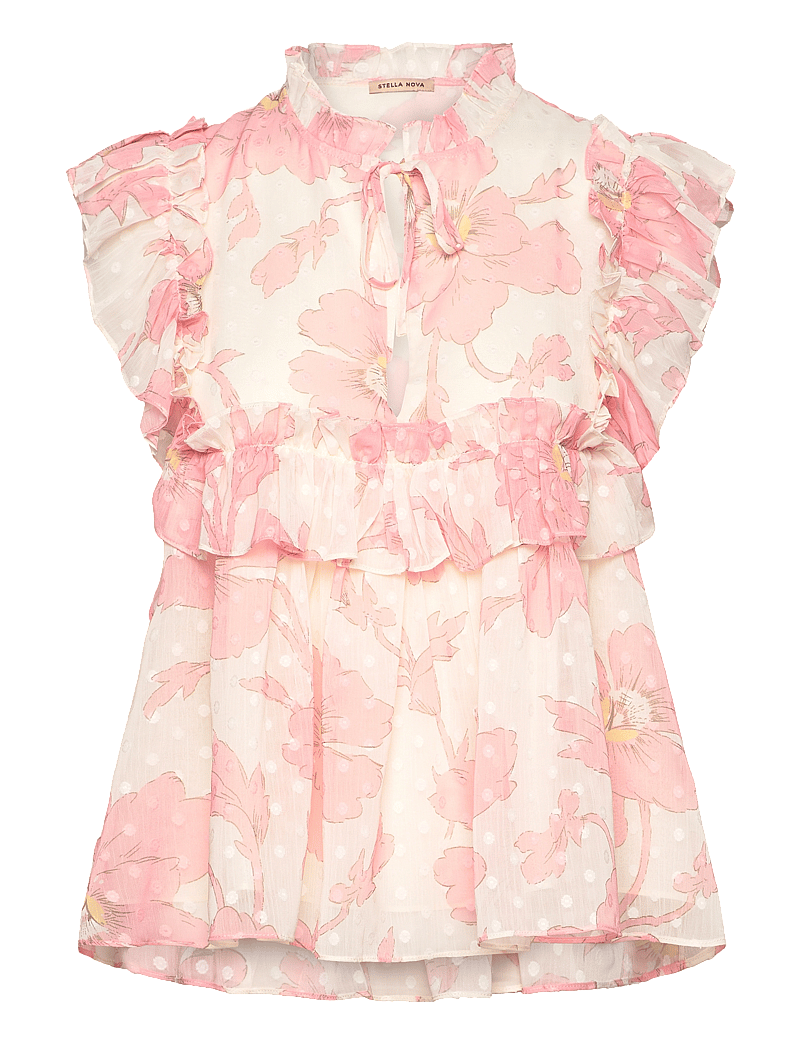 Stella Nova - Flounce chiffon top - kurzämlige blusen - soft pink - 1