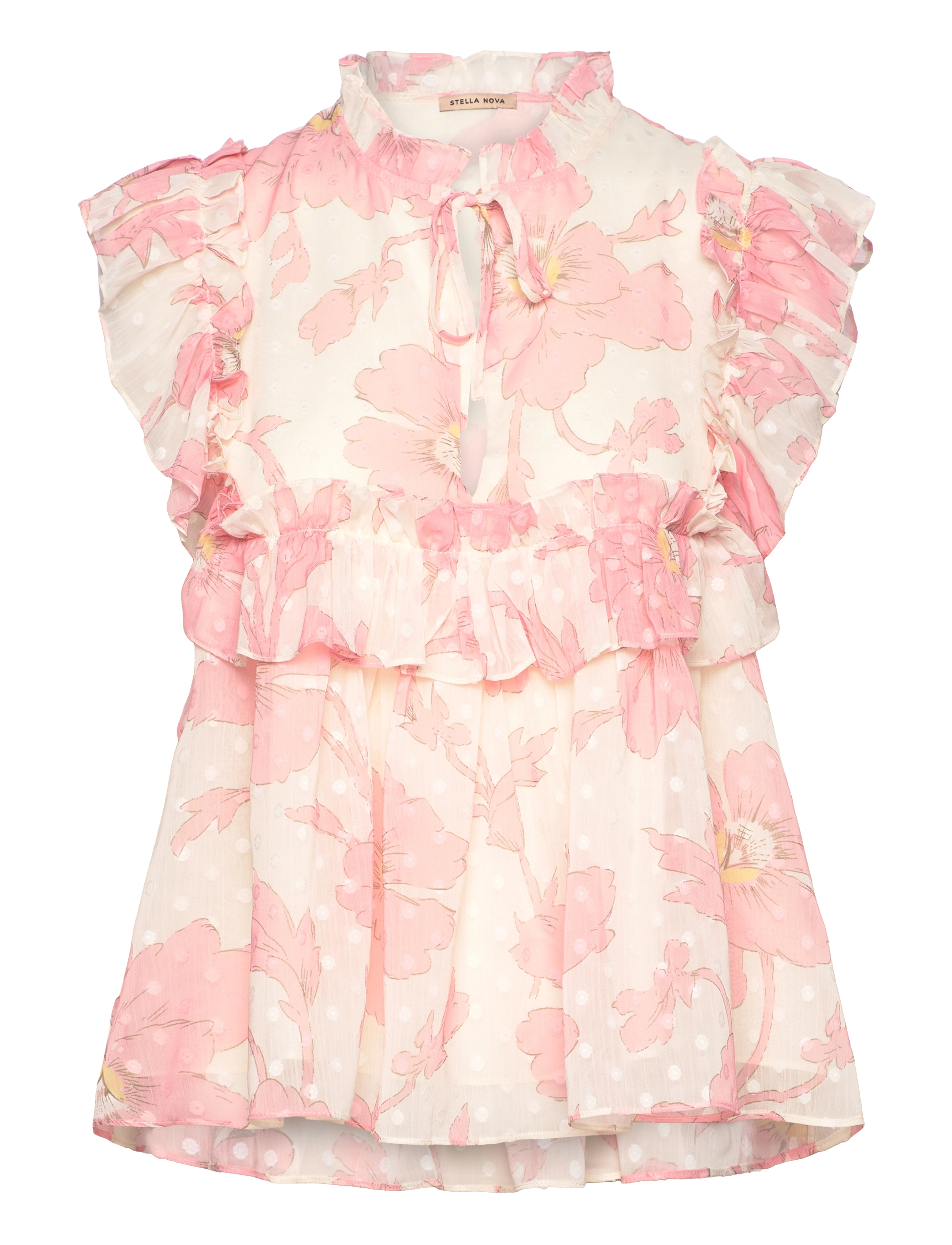Stella Nova - Flounce chiffon top - kurzämlige blusen - soft pink - 1