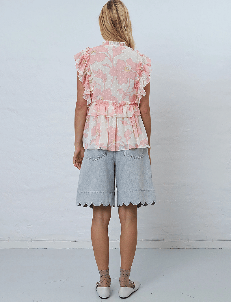 Stella Nova - Flounce chiffon top - kurzämlige blusen - soft pink - 3