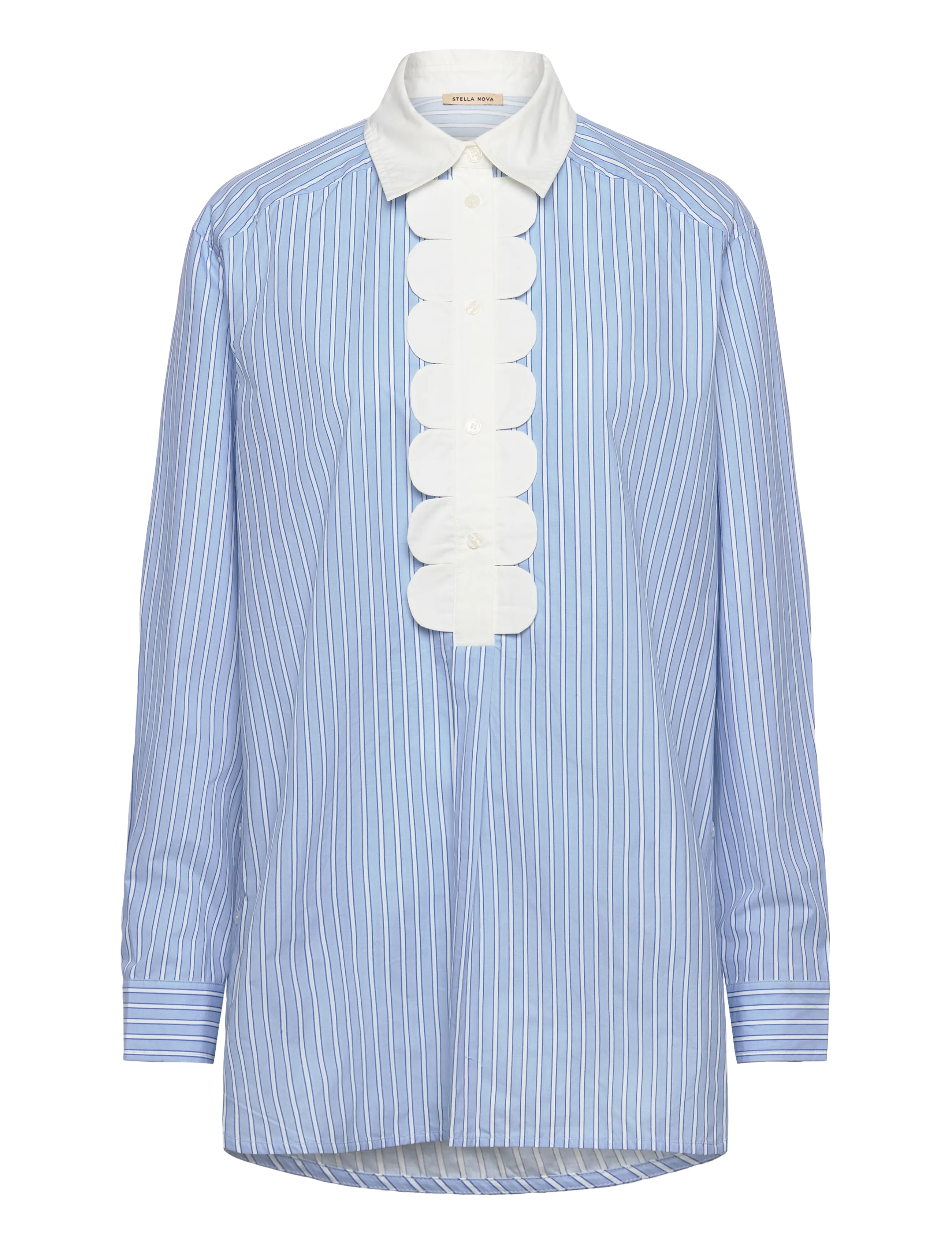 Stella Nova Striped Shirt with Scallops - Officewear - CREME BLUE STRIPES / blue
