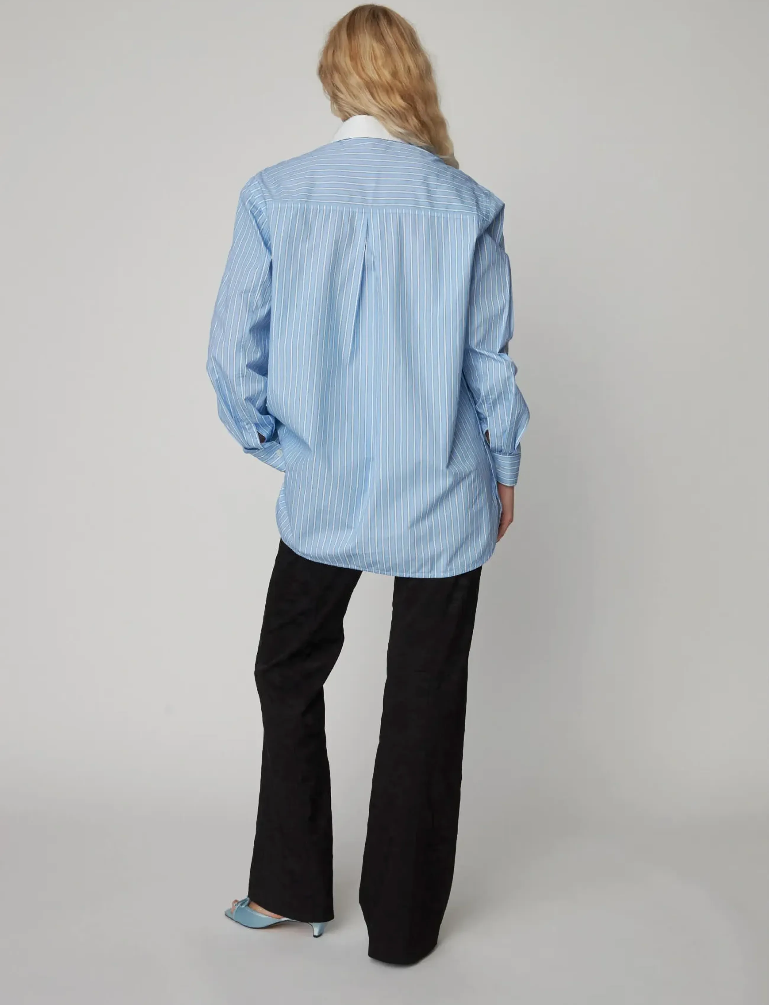 Stella Nova - Striped Shirt with Scallops - langärmlige blusen - creme blue stripes - 5