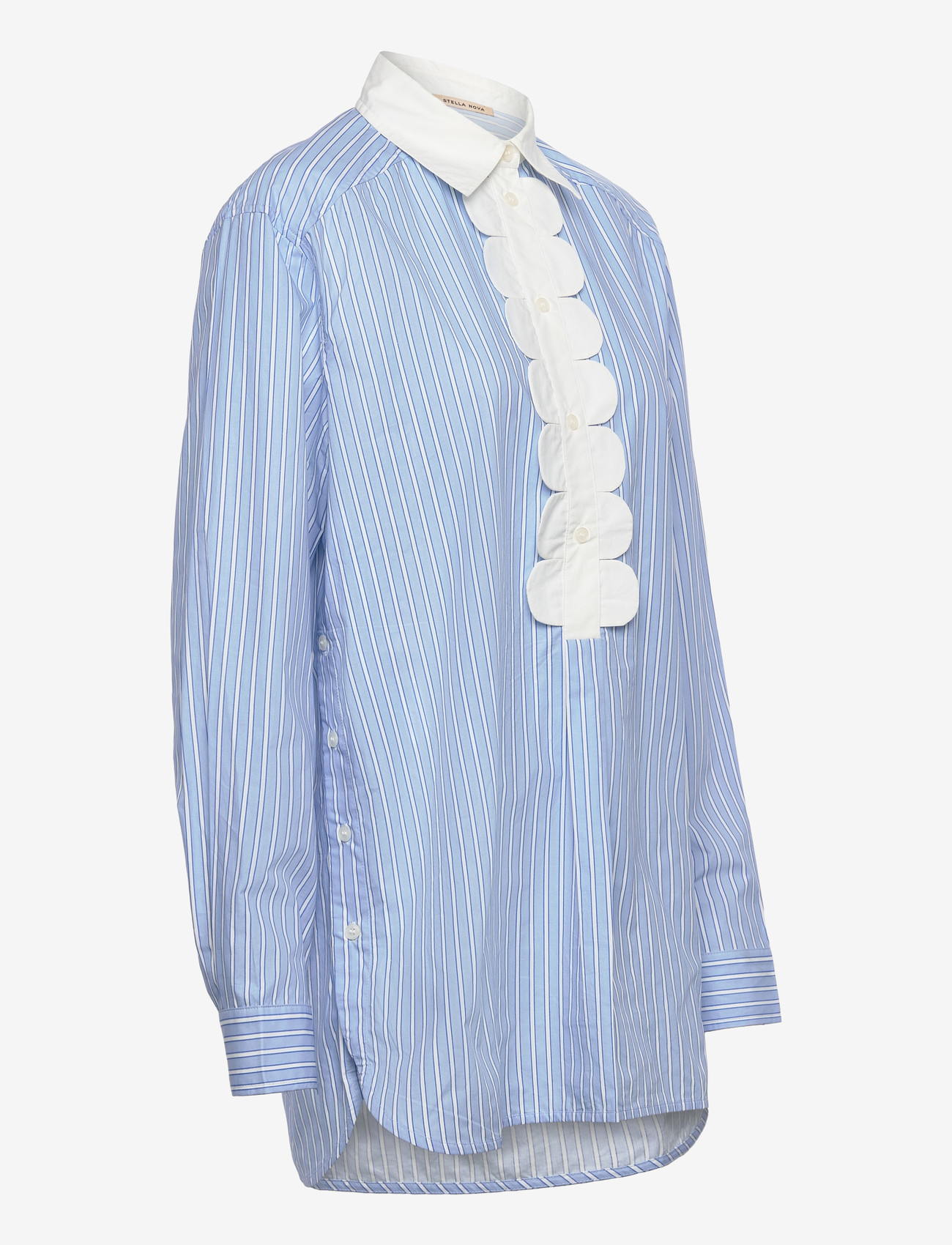 Stella Nova - Striped Shirt with Scallops - pikkade varrukatega pluusid - creme blue stripes - 3
