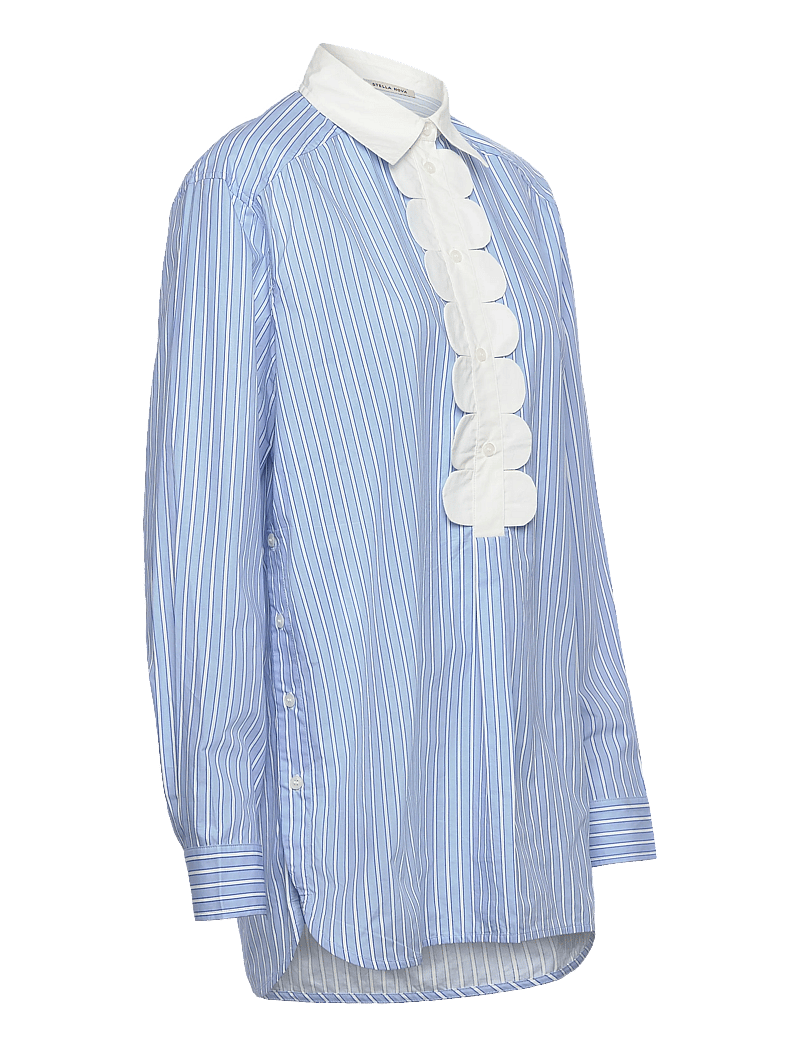 Stella Nova - Striped Shirt with Scallops - pikkade varrukatega pluusid - creme blue stripes - 3