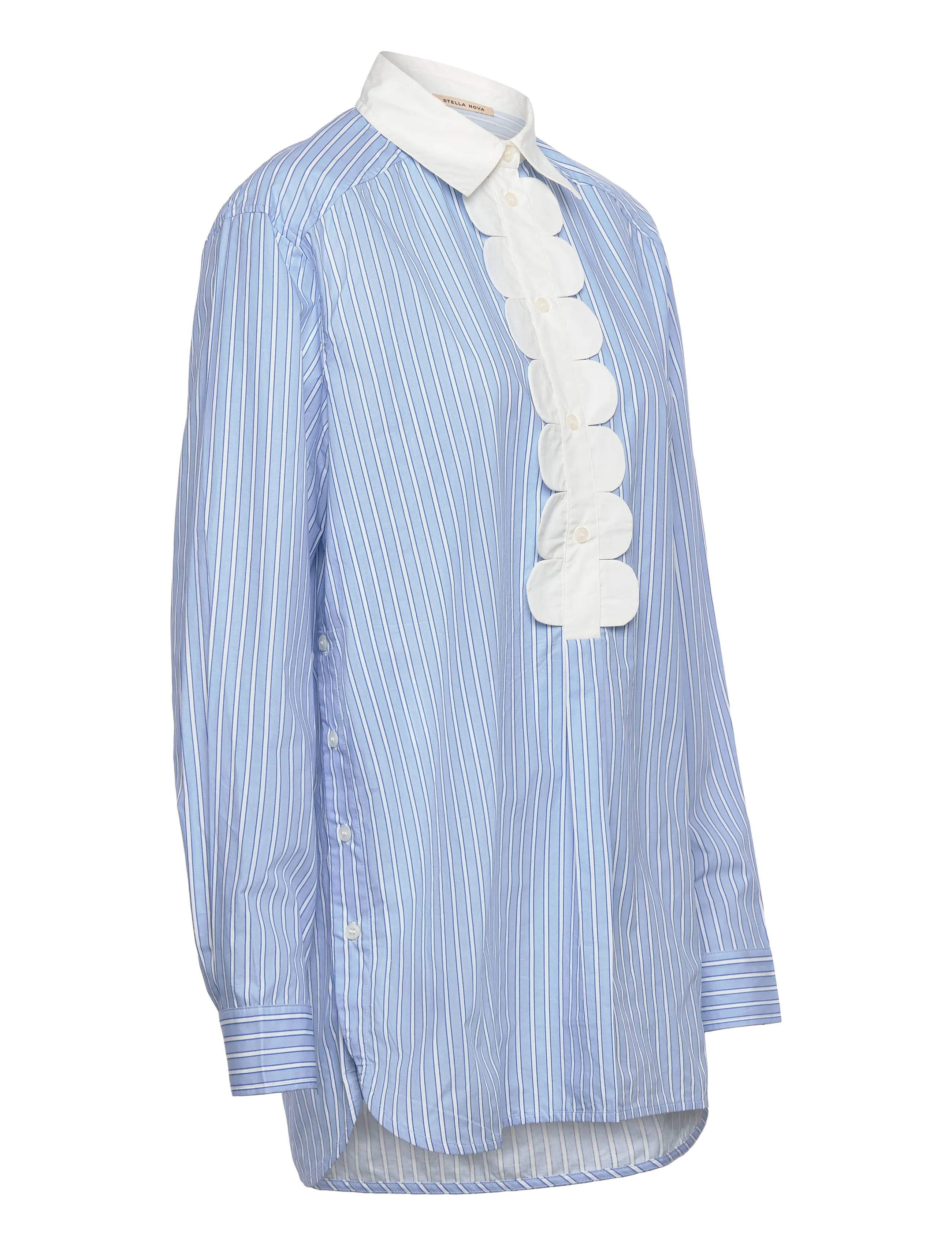Stella Nova - Striped Shirt with Scallops - langärmlige blusen - creme blue stripes - 3