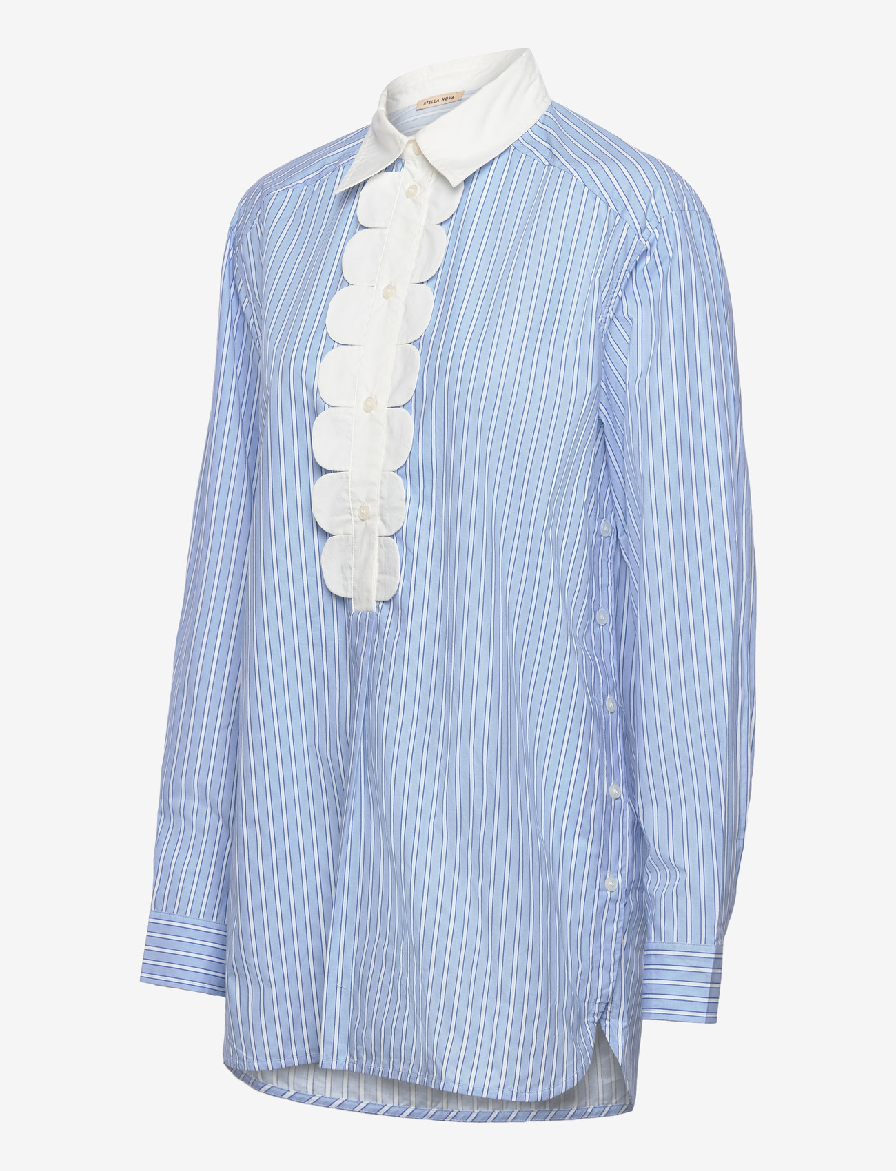 Stella Nova - Striped Shirt with Scallops - pikkade varrukatega pluusid - creme blue stripes - 4