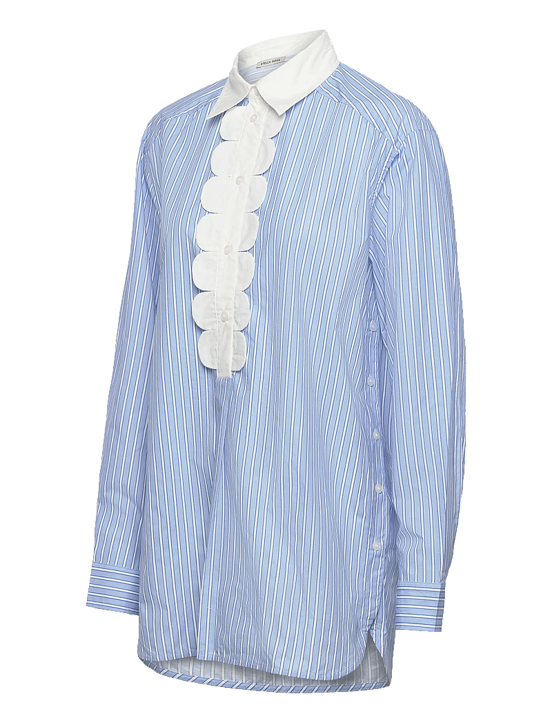 Stella Nova - Striped Shirt with Scallops - pikkade varrukatega pluusid - creme blue stripes - 4
