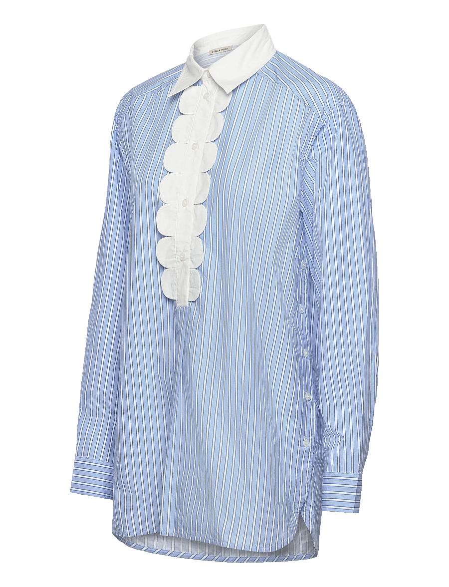 Stella Nova - Striped Shirt with Scallops - langärmlige blusen - creme blue stripes - 4