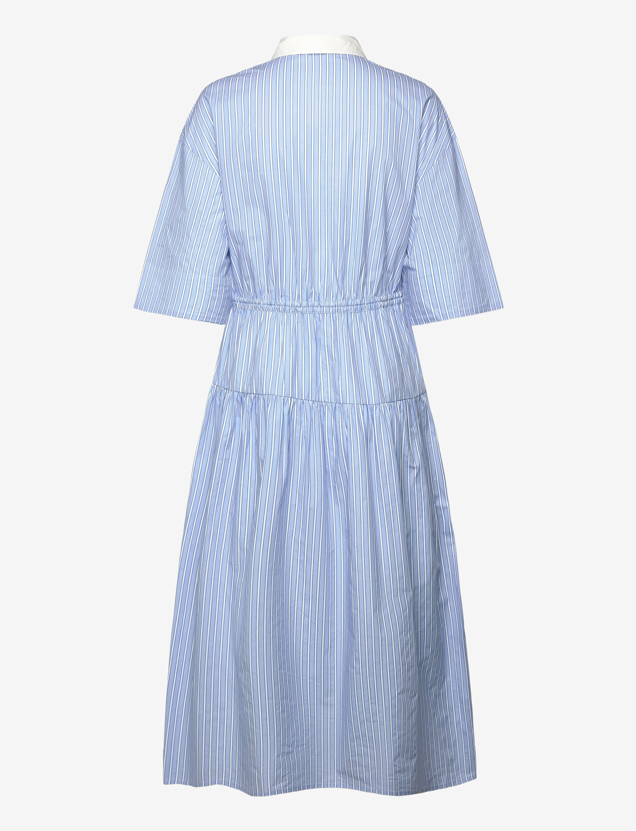 Stella Nova - Striped Dress with Scallops - summer dresses - creme blue stripes - 1