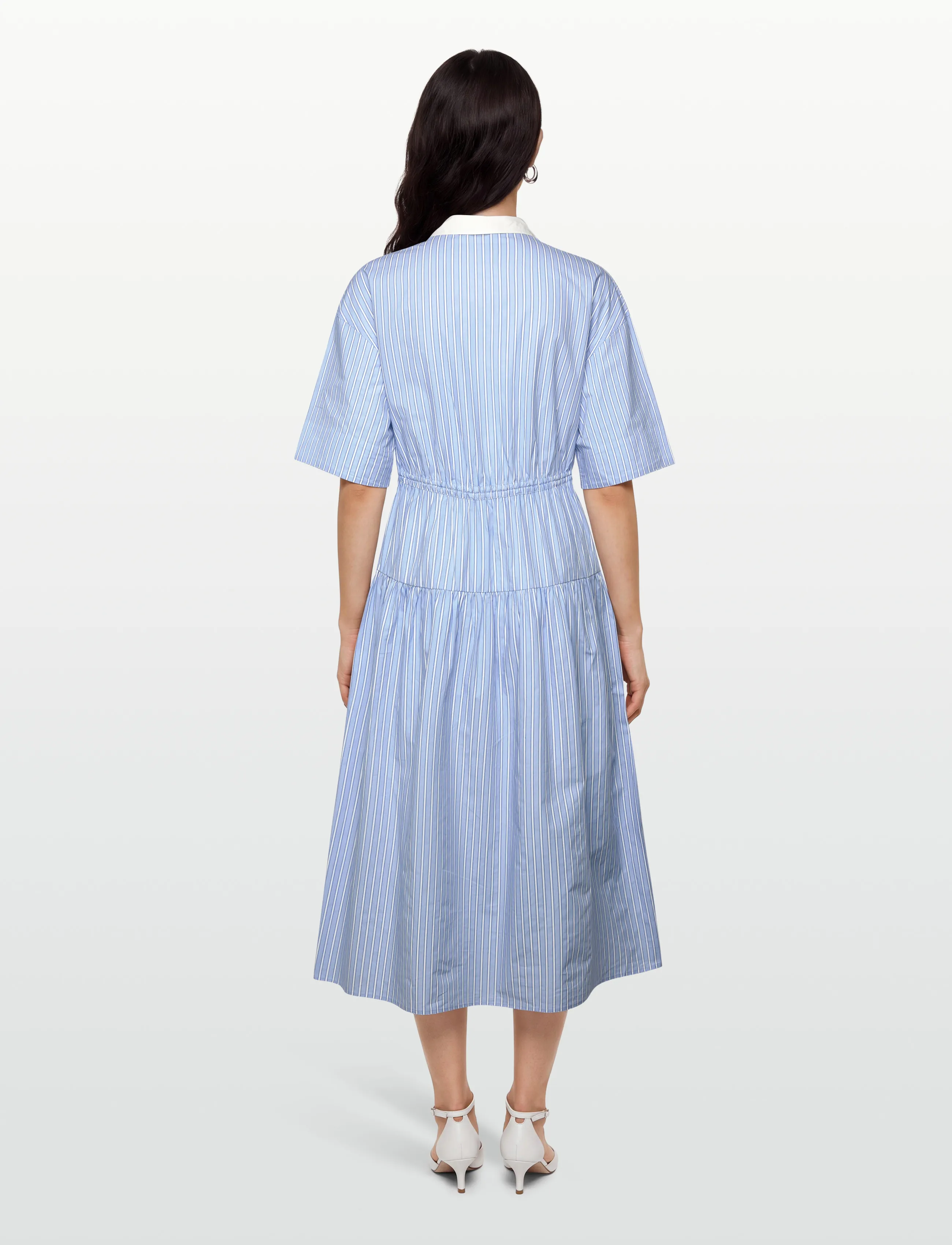 Stella Nova - Striped Dress with Scallops - suvekleidid - creme blue stripes - 4