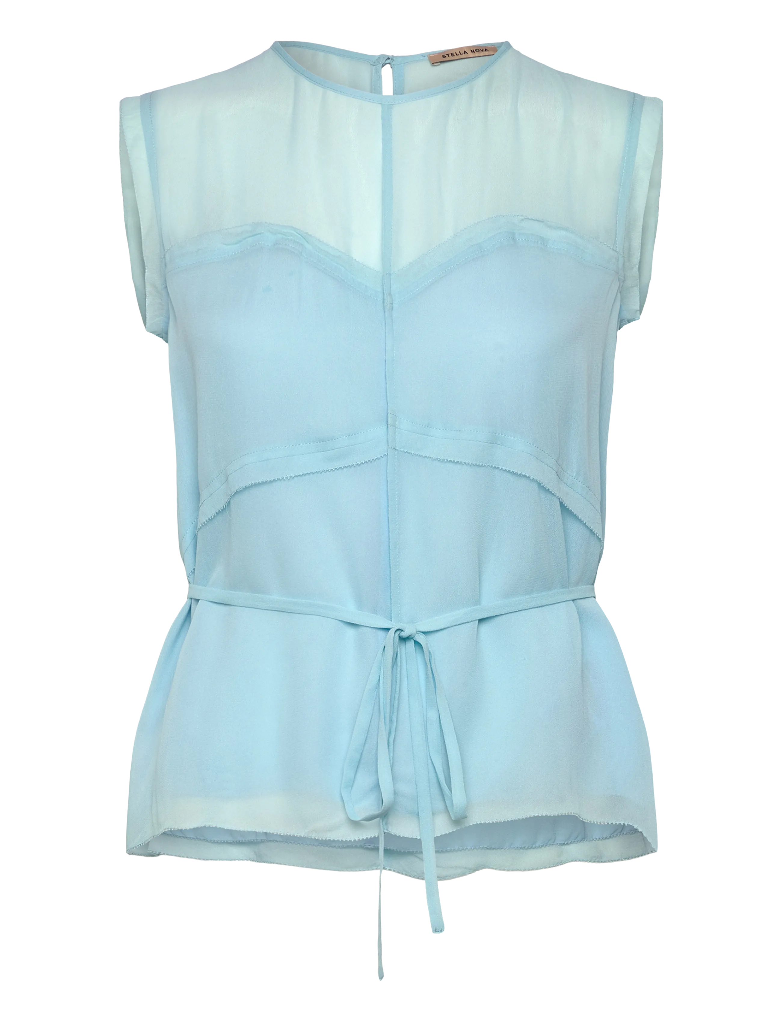Stella Nova Delicate Crepe Chiffon Top - Bluser - CLEAR BLUE / blue
