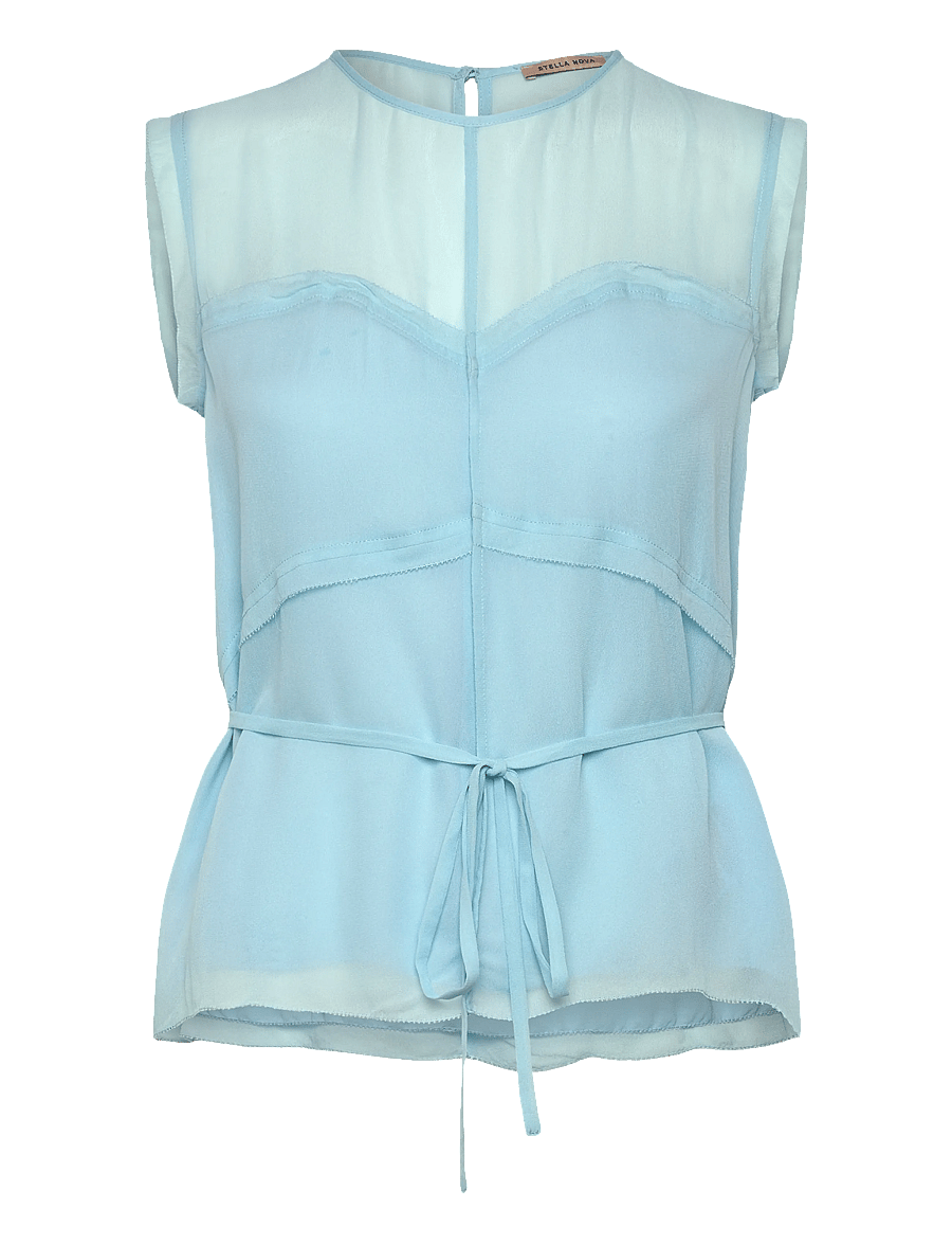 Stella Nova - Delicate Crepe Chiffon Top - clear blue - 1