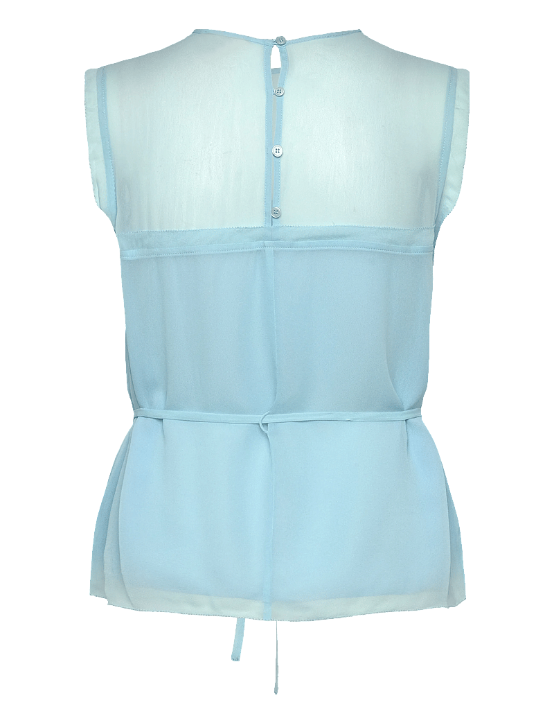 Stella Nova - Delicate Crepe Chiffon Top - sleeveless blouses - clear blue - 2