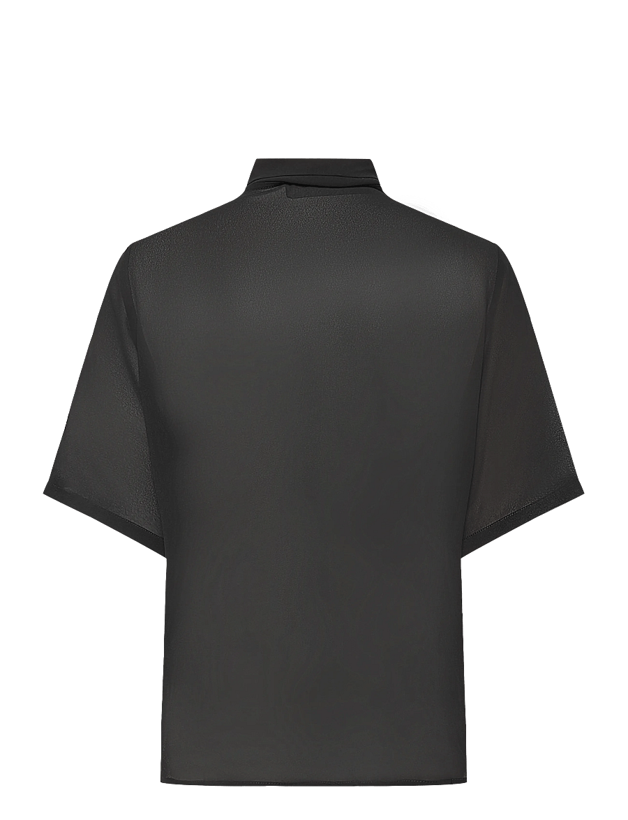 Stella Nova - Chiffon Shirt with tie band - kurzärmelige blusen - black - 2