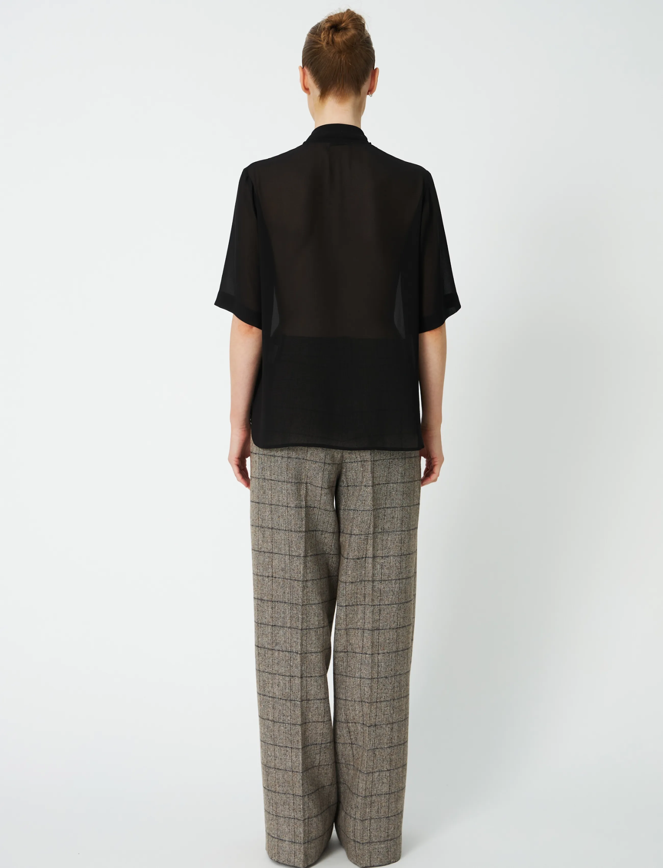 Stella Nova - Chiffon Shirt with tie band - kurzärmelige blusen - black - 3