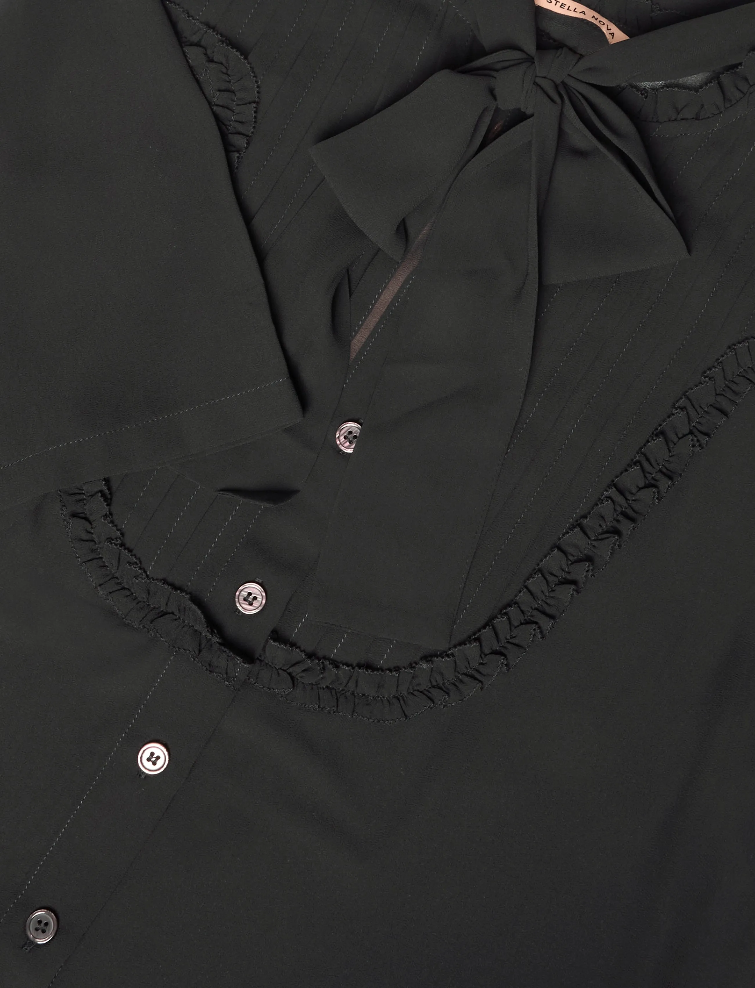 Stella Nova - Chiffon Shirt with tie band - kurzärmelige blusen - black - 4