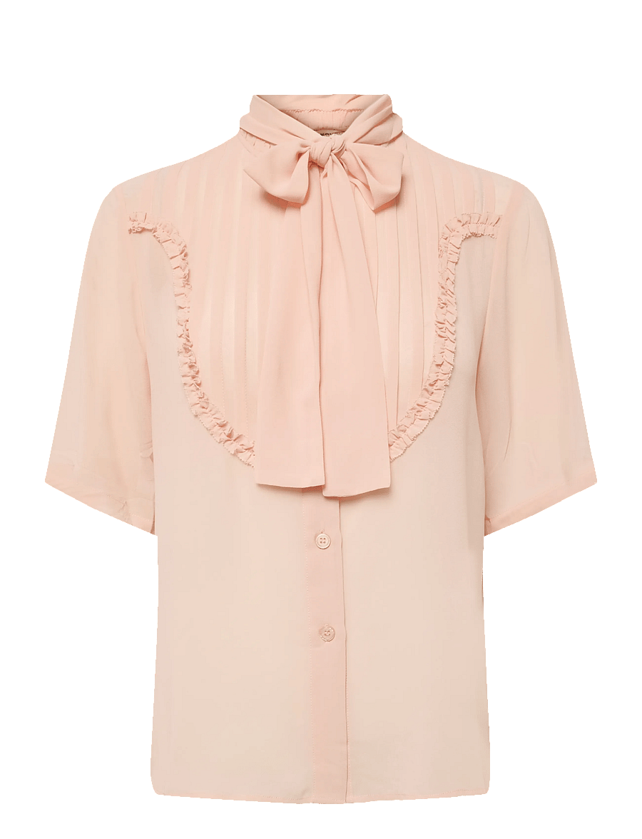 Stella Nova - Chiffon Shirt with tie band - kurzärmelige blusen - soft pink - 1