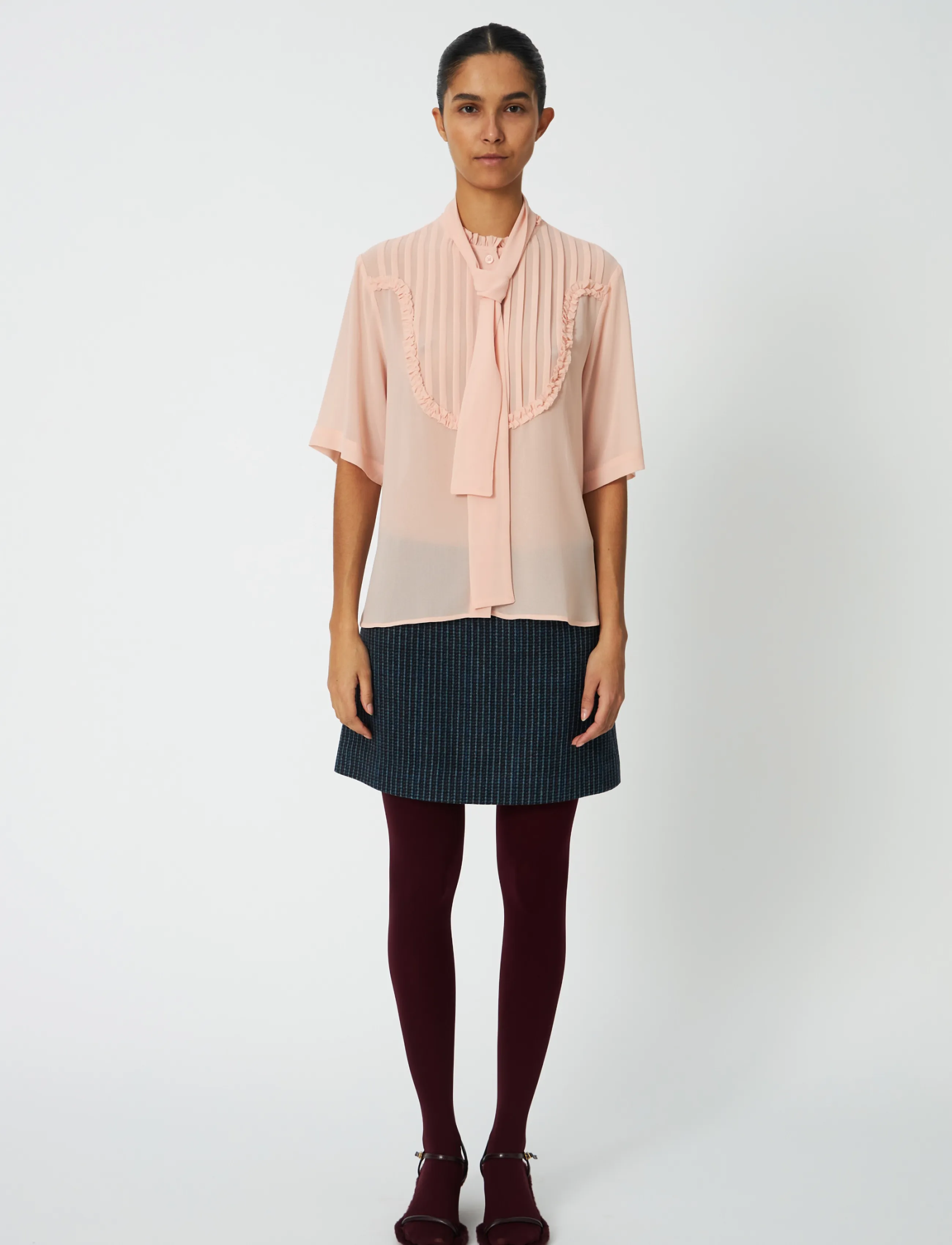 Stella Nova Chiffon Shirt with tie band - Blusen - SOFT PINK / pink/rose