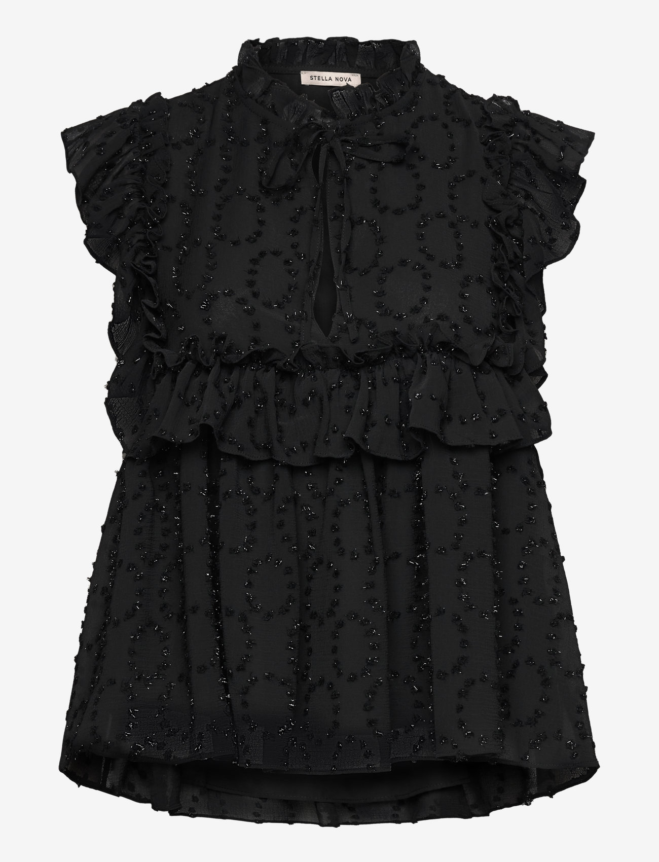 Stella Nova - Sleeveless blouse with flounce - black - 0